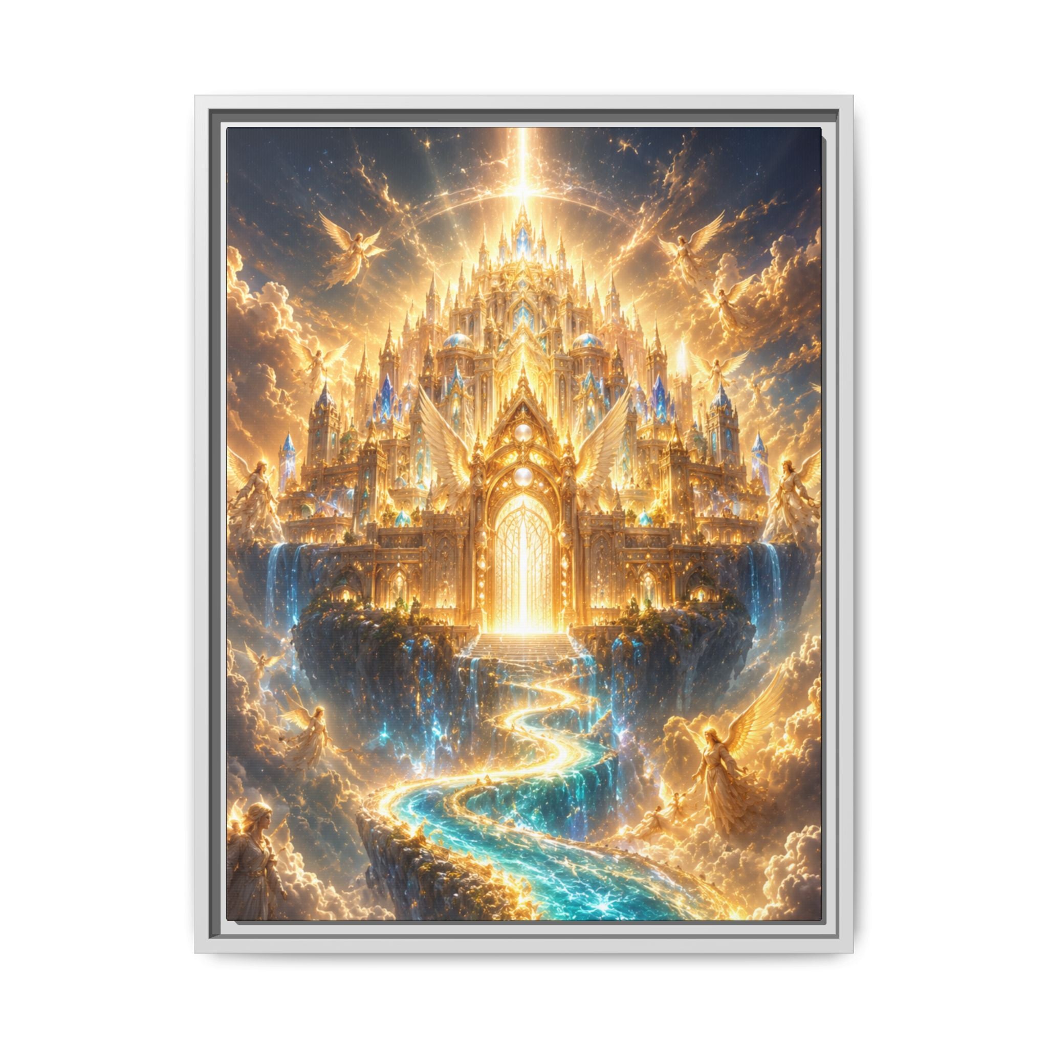 Golden Celestial Castle Fine Art Paper Print Wall Art