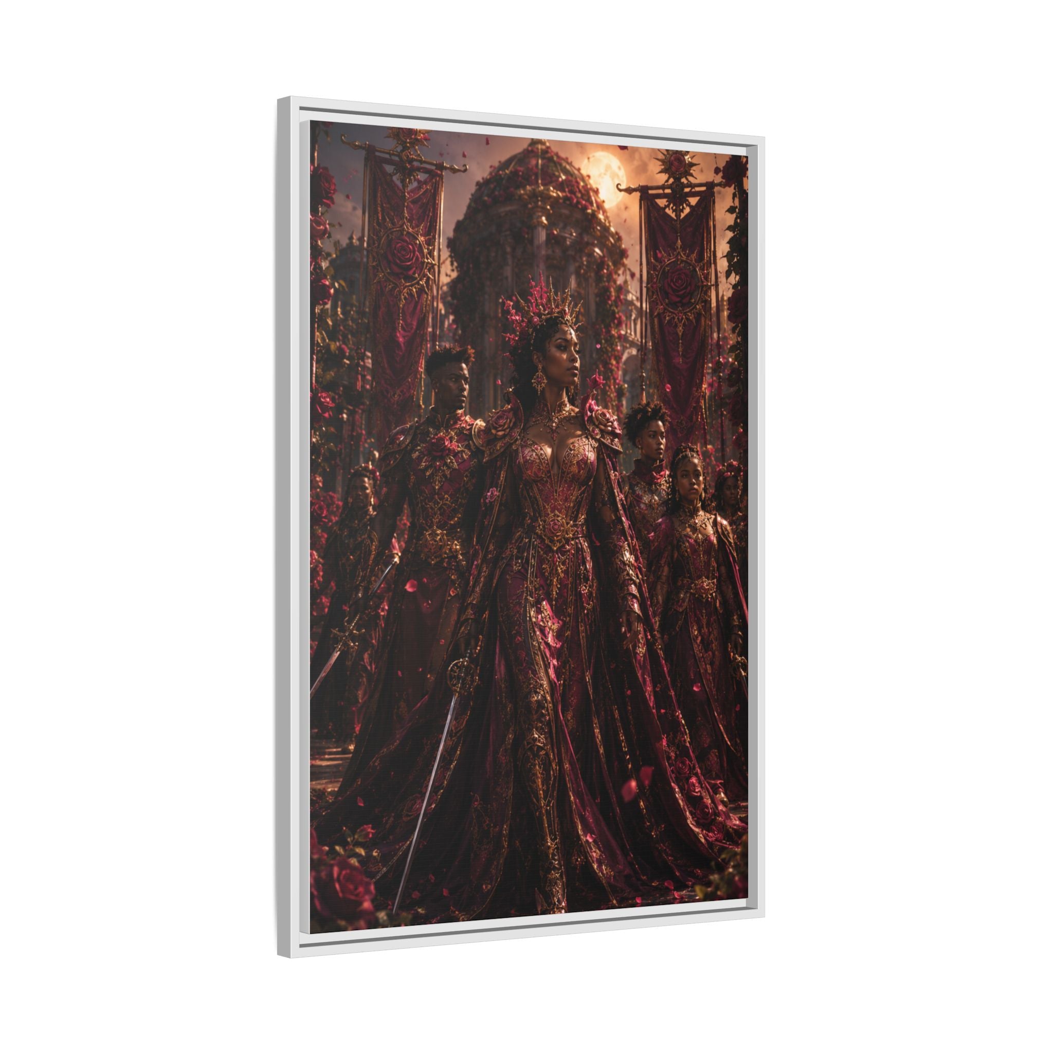 Framed Matte Canvas Art — Regal Fantasy Queen Portrait