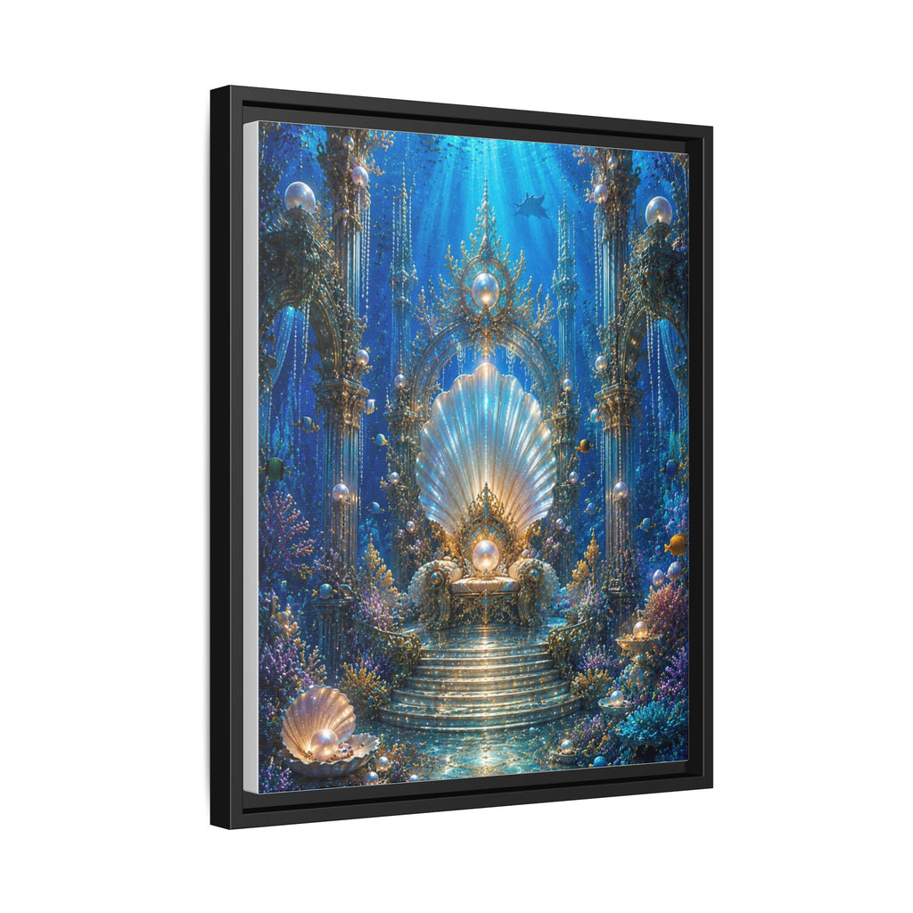 Underwater Palace Framed Canvas Art — Mermaid Throne Ocean Fantasy Print