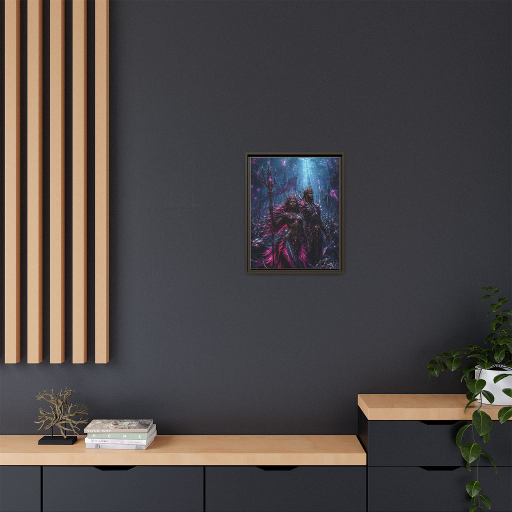 Framed Matte Canvas Print — Mystical Underwater King & Queen Artwork