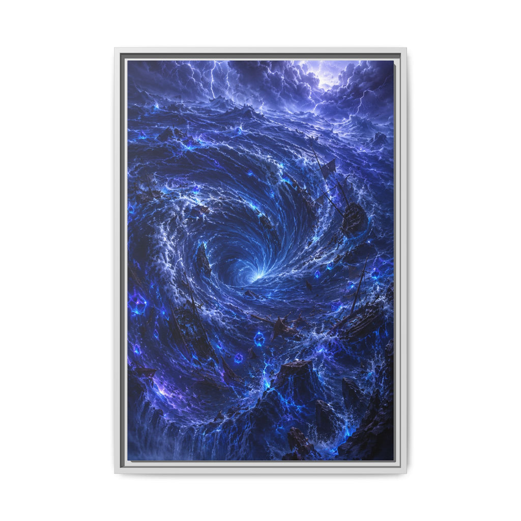 Framed Matte Canvas - Blue Cosmic Vortex Wall Art