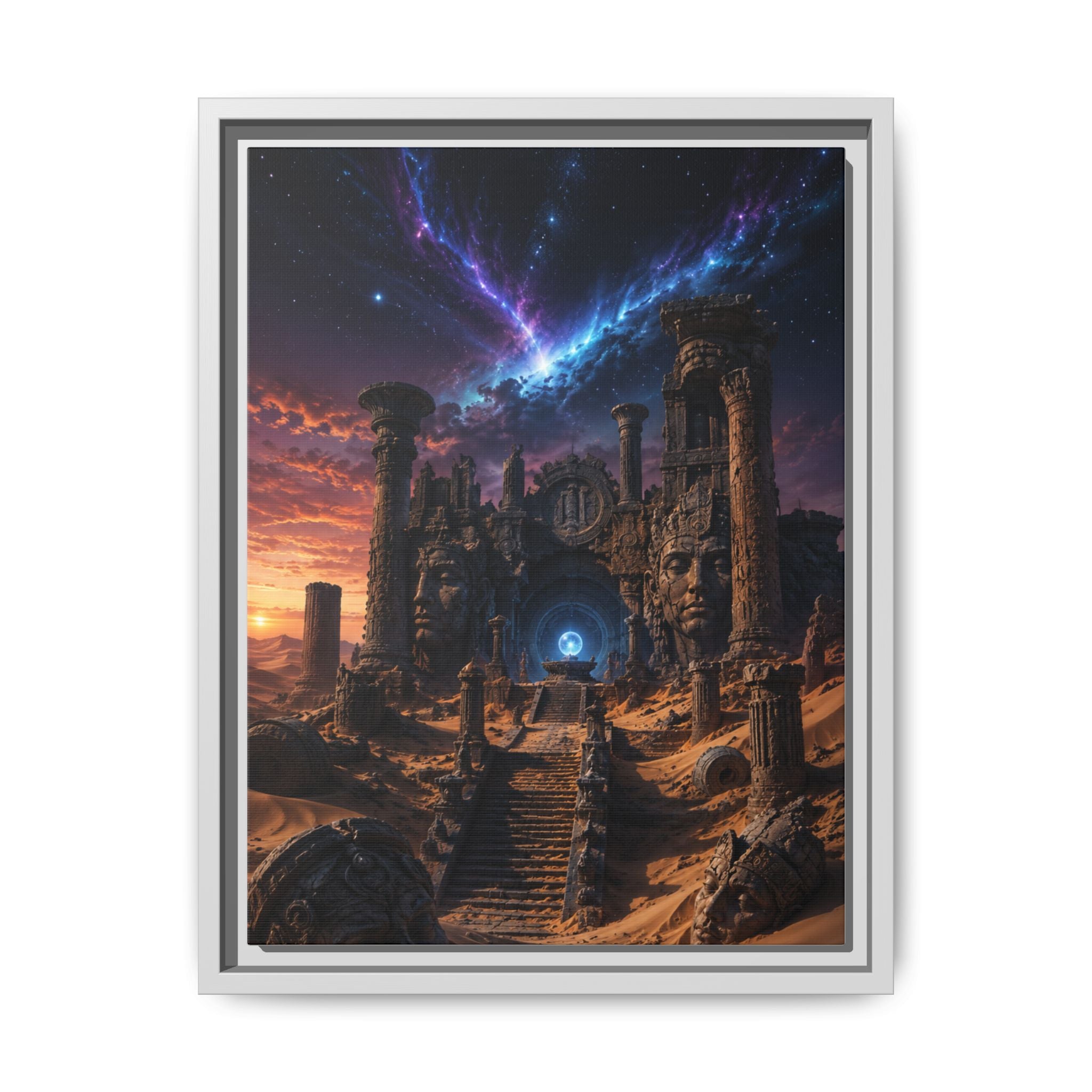 Framed Matte Canvas — Mystical Desert Ruins Nightscape