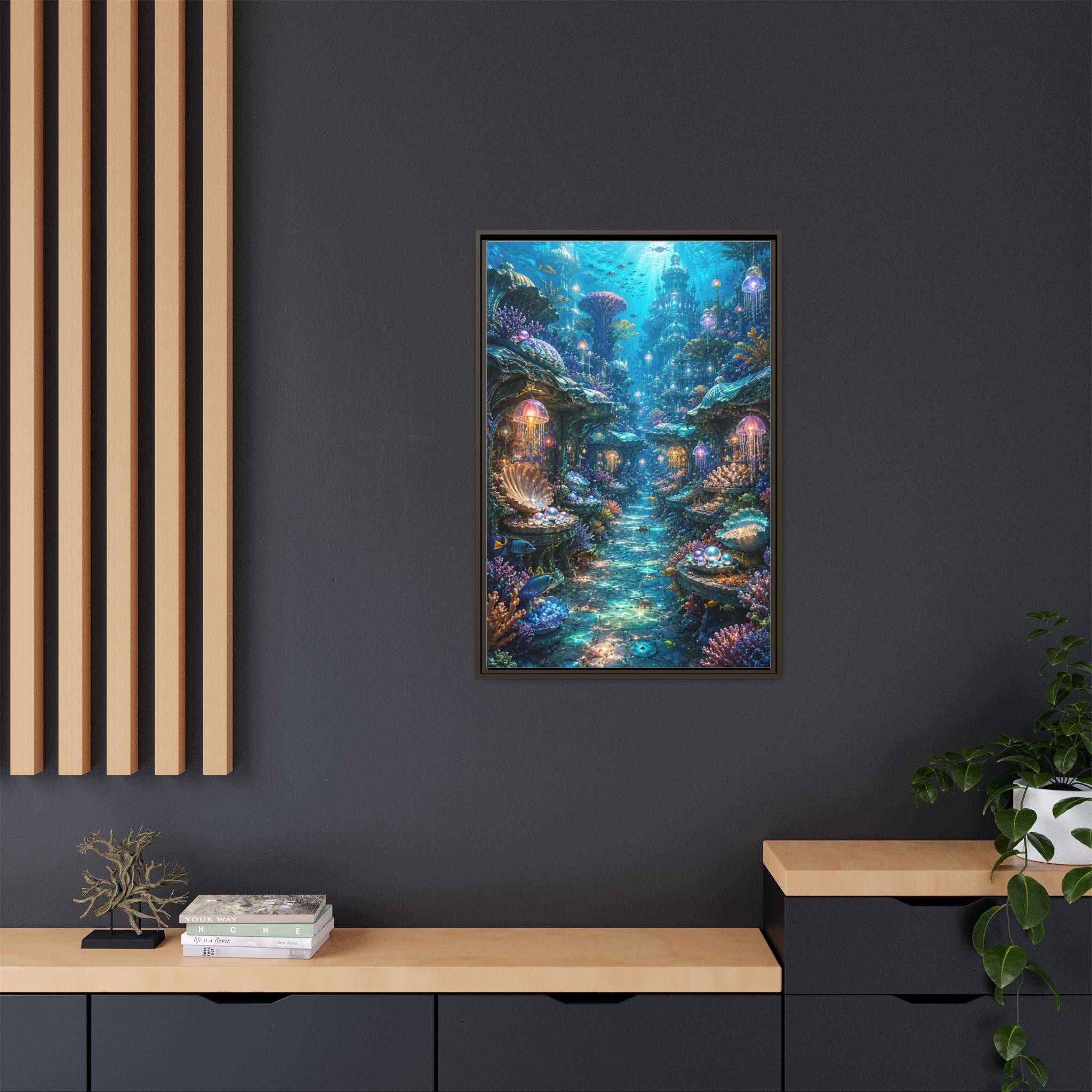 Framed Matte Canvas - Enchanted Underwater Coral Reef Print