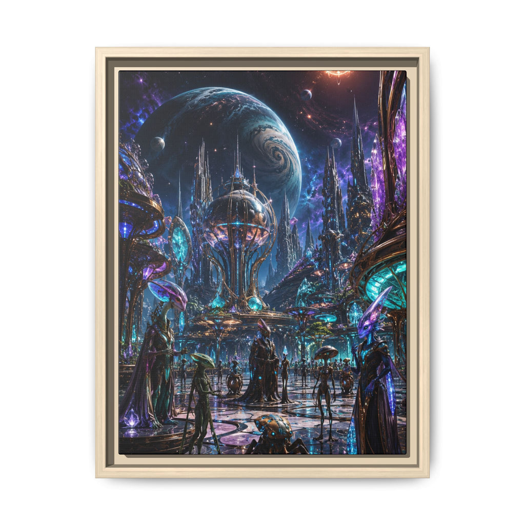Fine Art Paper Print - Neon Sci‑Fi Cityscape Wall Art