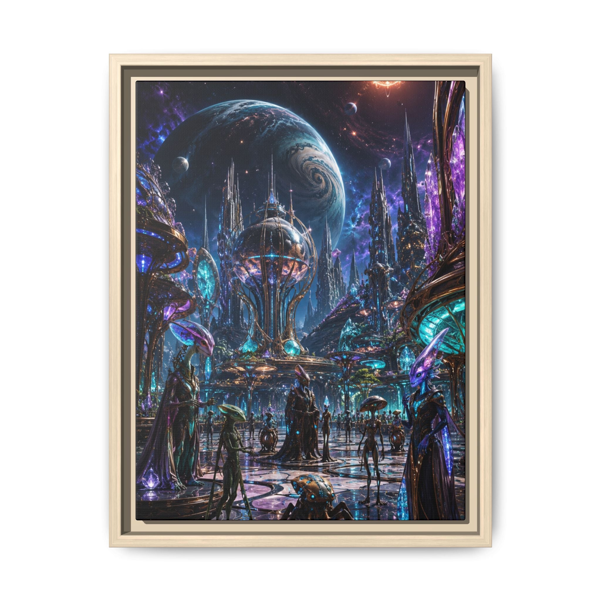Fine Art Paper Print - Neon Sci‑Fi Cityscape Wall Art