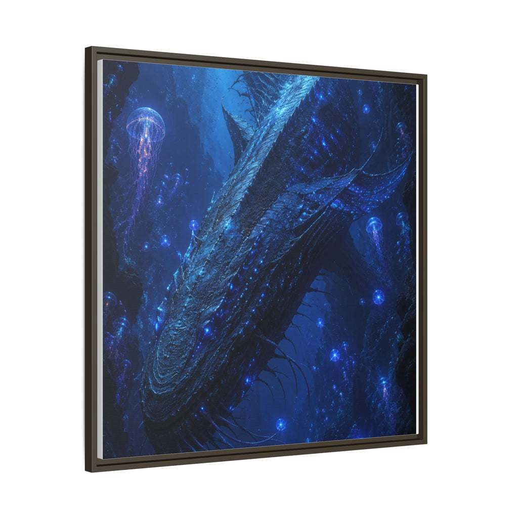 Framed Matte Canvas Art - Deep Sea Leviathan Fantasy Print