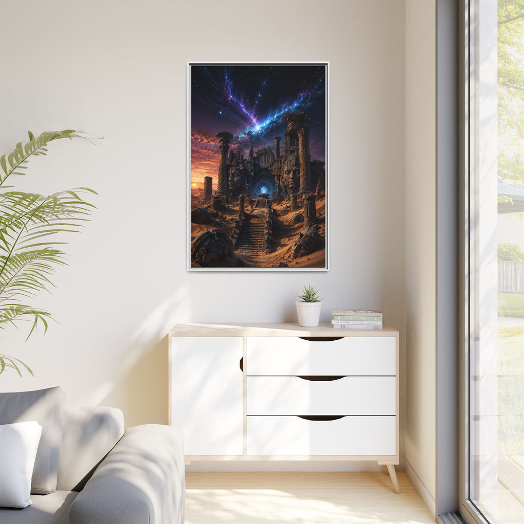 Framed Matte Canvas — Mystical Desert Ruins Nightscape