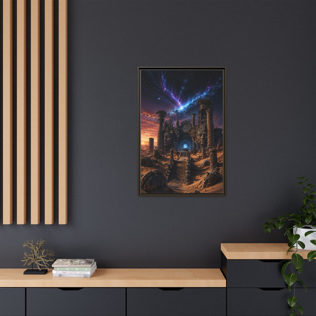 Framed Matte Canvas — Mystical Desert Ruins Nightscape
