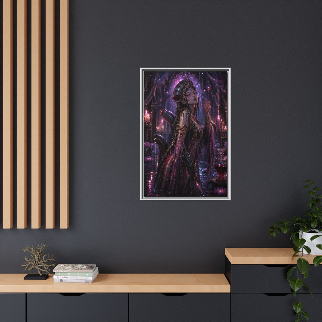 Gothic Fantasy Goddess Matte Canvas Print — Framed Dark Purple Wall Art