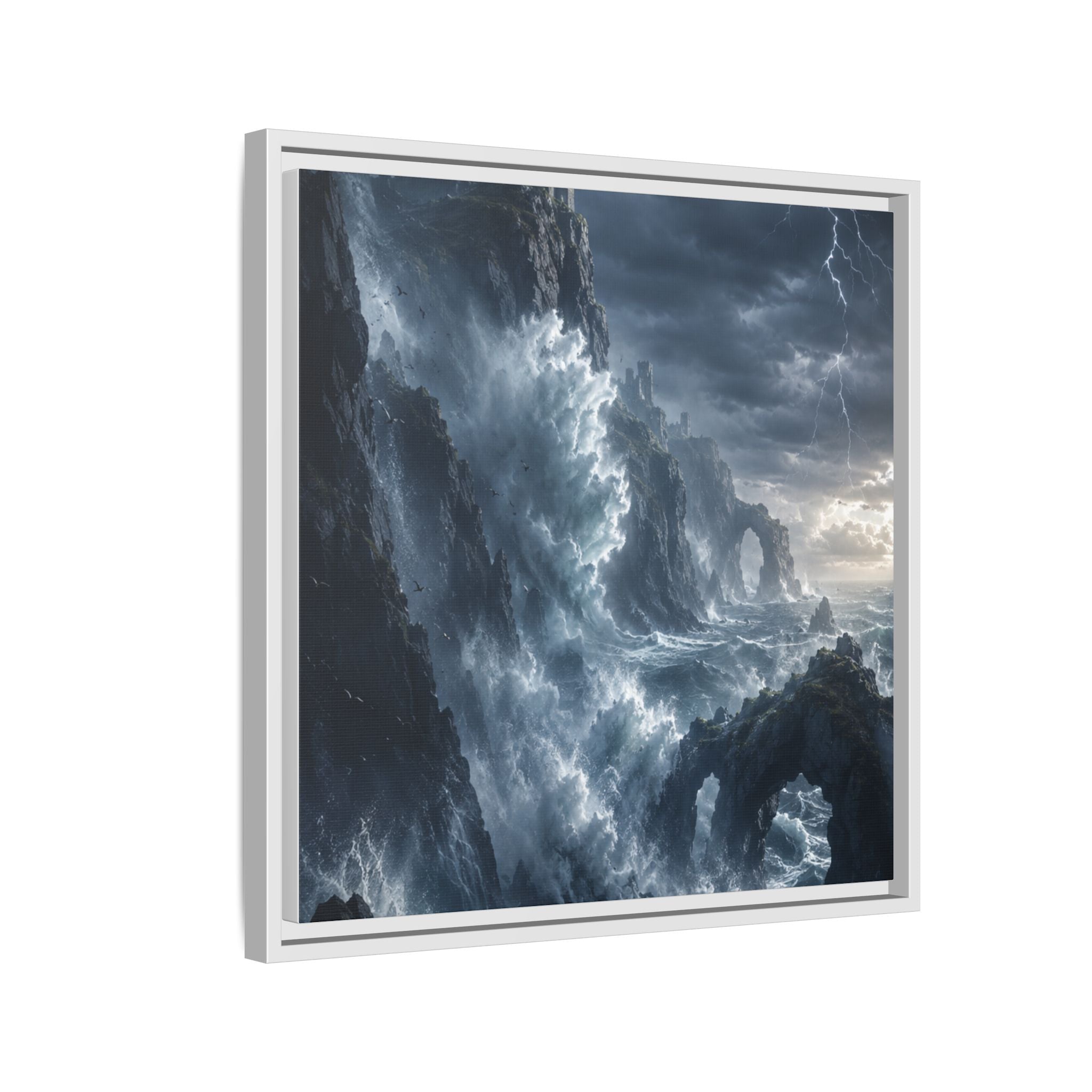 Framed Matte Canvas - Stormy Ocean Fantasy Wall Art