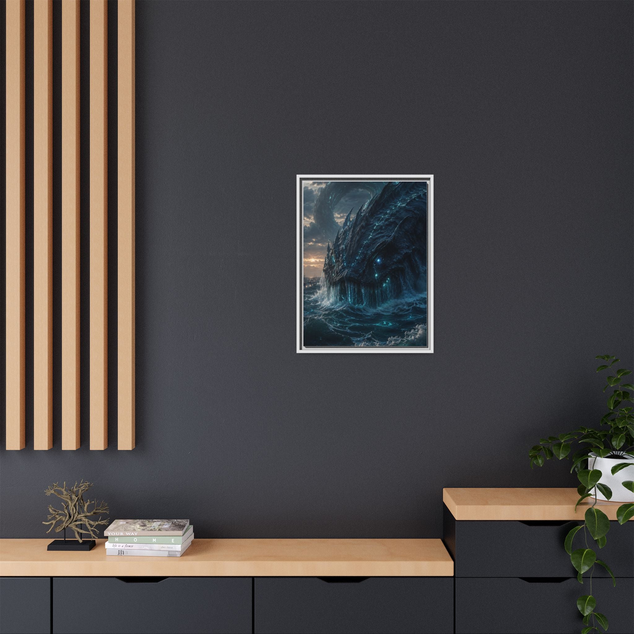 Framed Matte Canvas - Mythic Sea Leviathan Wall Art