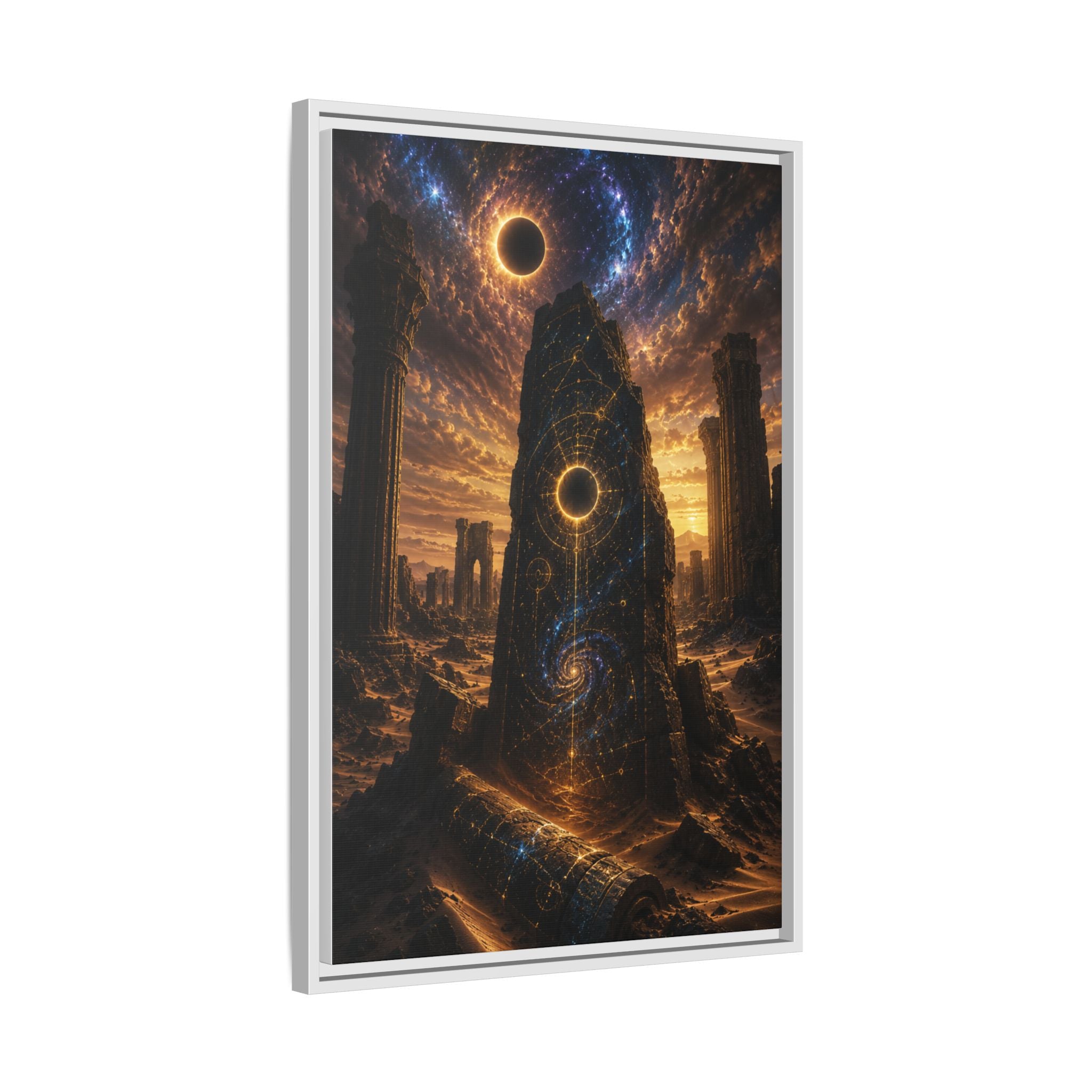 Framed Matte Canvas - Cosmic Obelisk Fantasy Wall Art