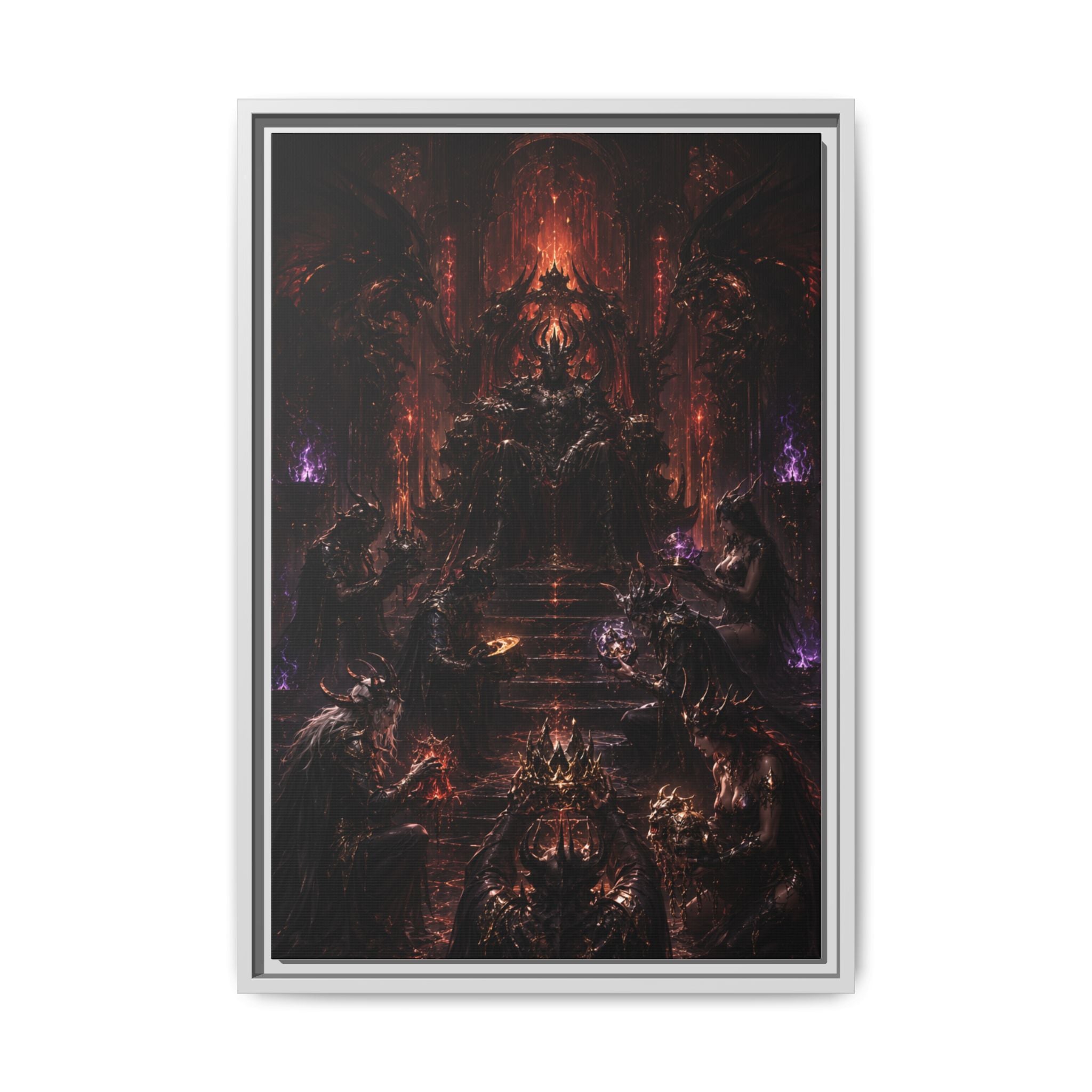 Dark Fantasy Throne Room Matte Canvas Print (Framed)