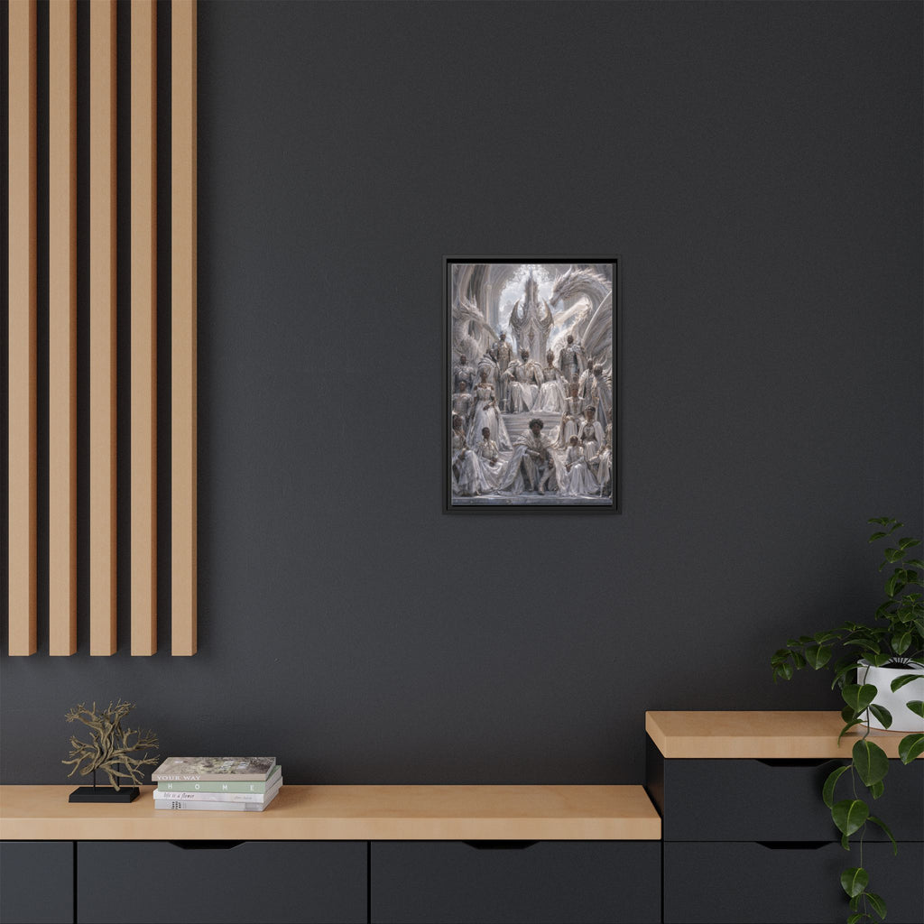Framed Matte Canvas — Regal Dragon Court Fantasy Art Print