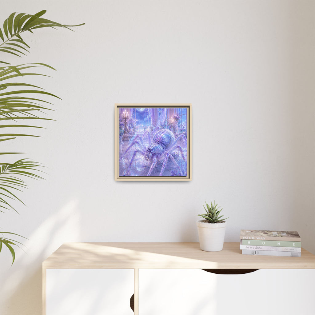 Moonlit Spider Fantasy Canvas Print — Lavender Enchanted Wall Art (Framed)