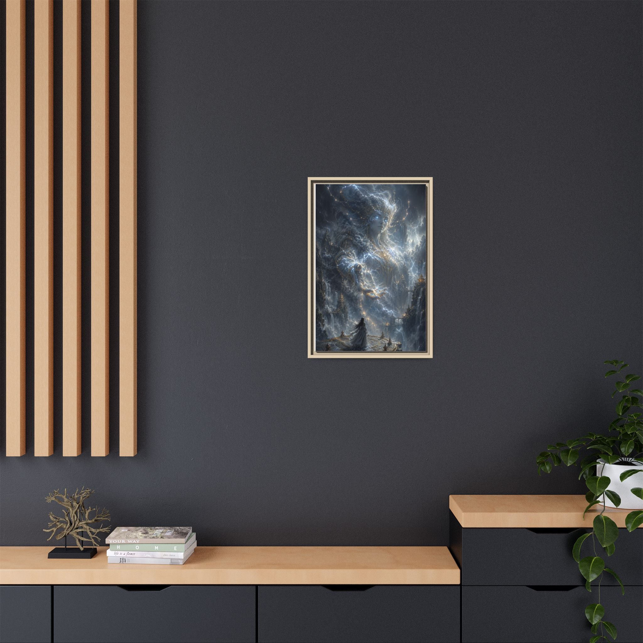 Framed Matte Canvas Print — Ethereal Star Goddess Fantasy Wall Art