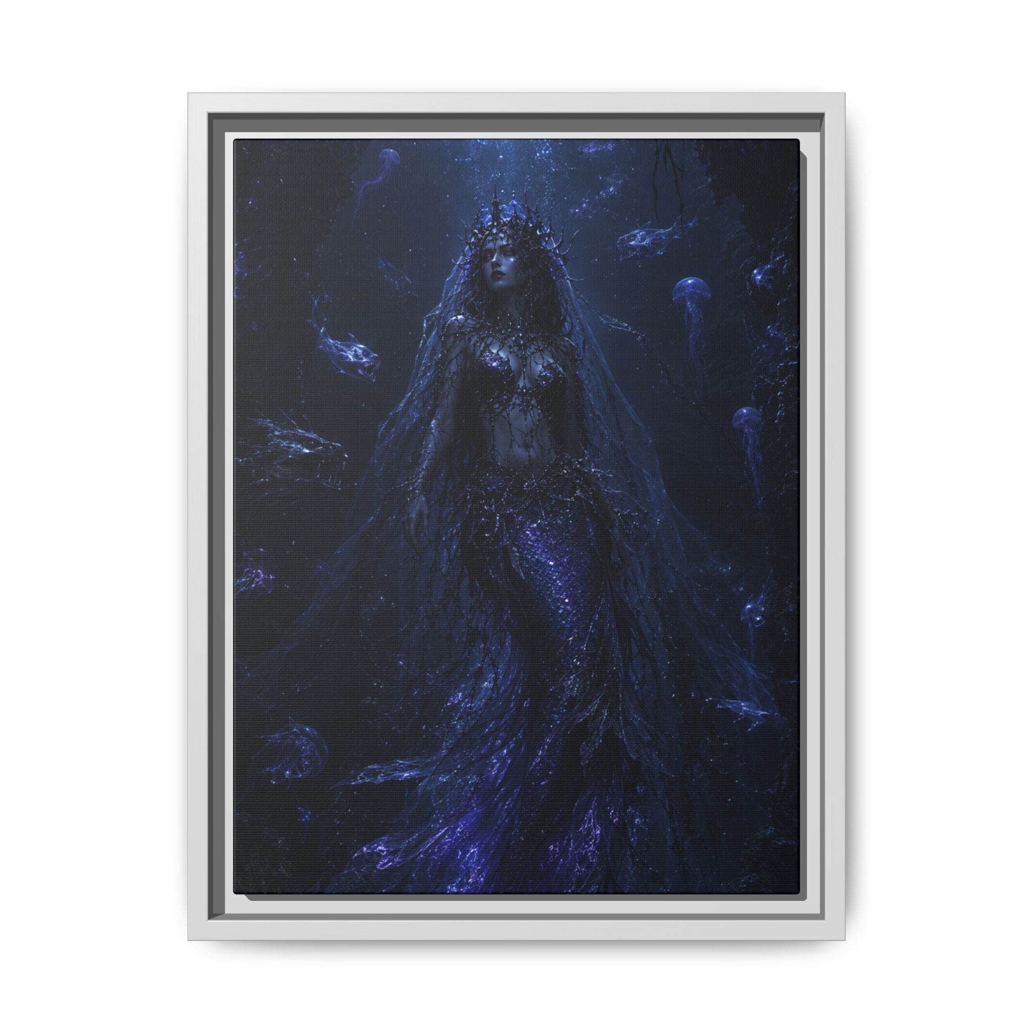 Underwater Siren Matte Fine Art Paper Print — Dark Ocean Mermaid Wall Art