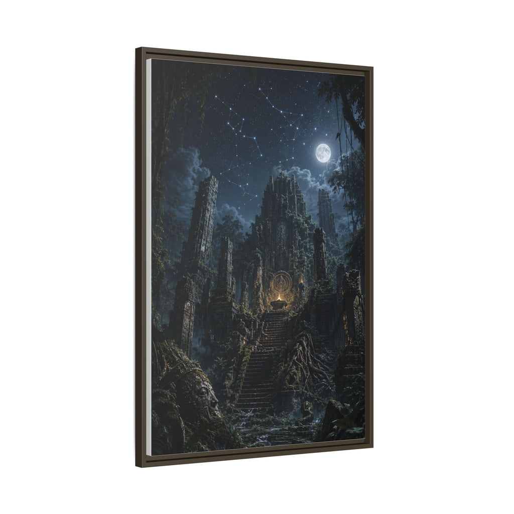 Framed Matte Canvas - Moonlit Ruins Fantasy Wall Art
