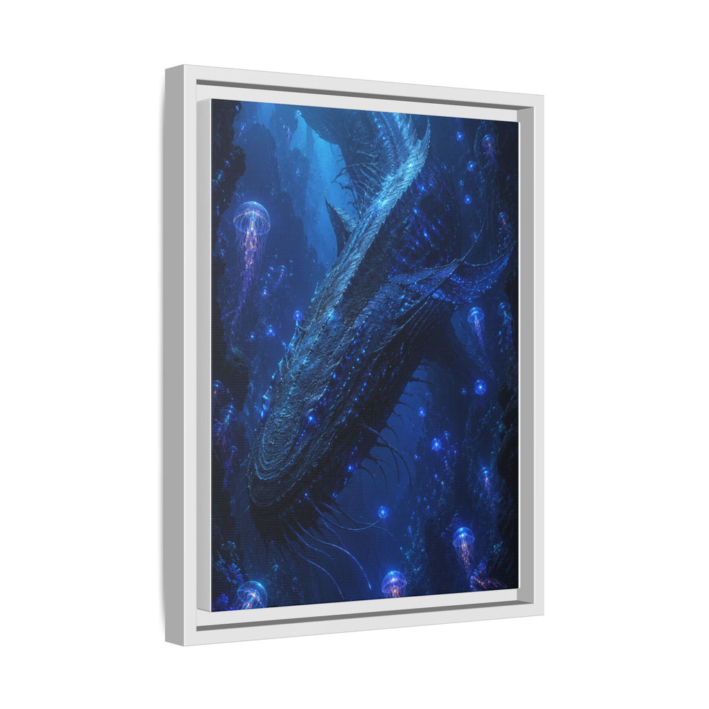 Framed Matte Canvas Art - Deep Sea Leviathan Fantasy Print