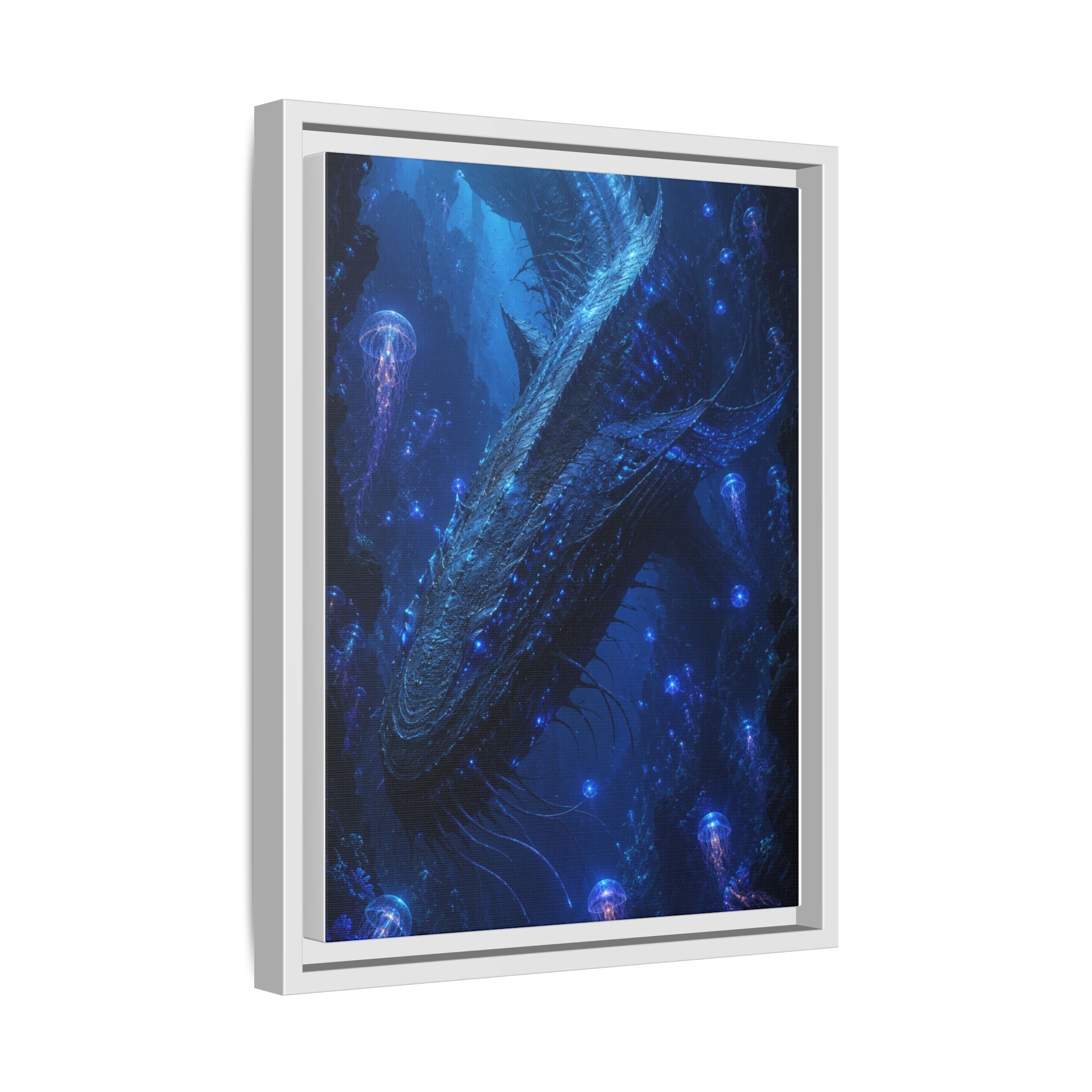 Framed Matte Canvas Art - Deep Sea Leviathan Fantasy Print