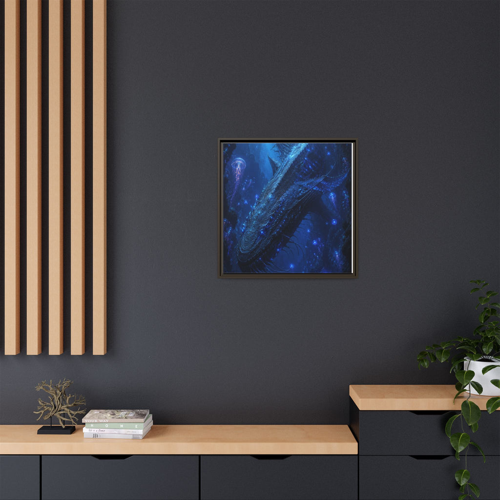 Framed Matte Canvas Art - Deep Sea Leviathan Fantasy Print