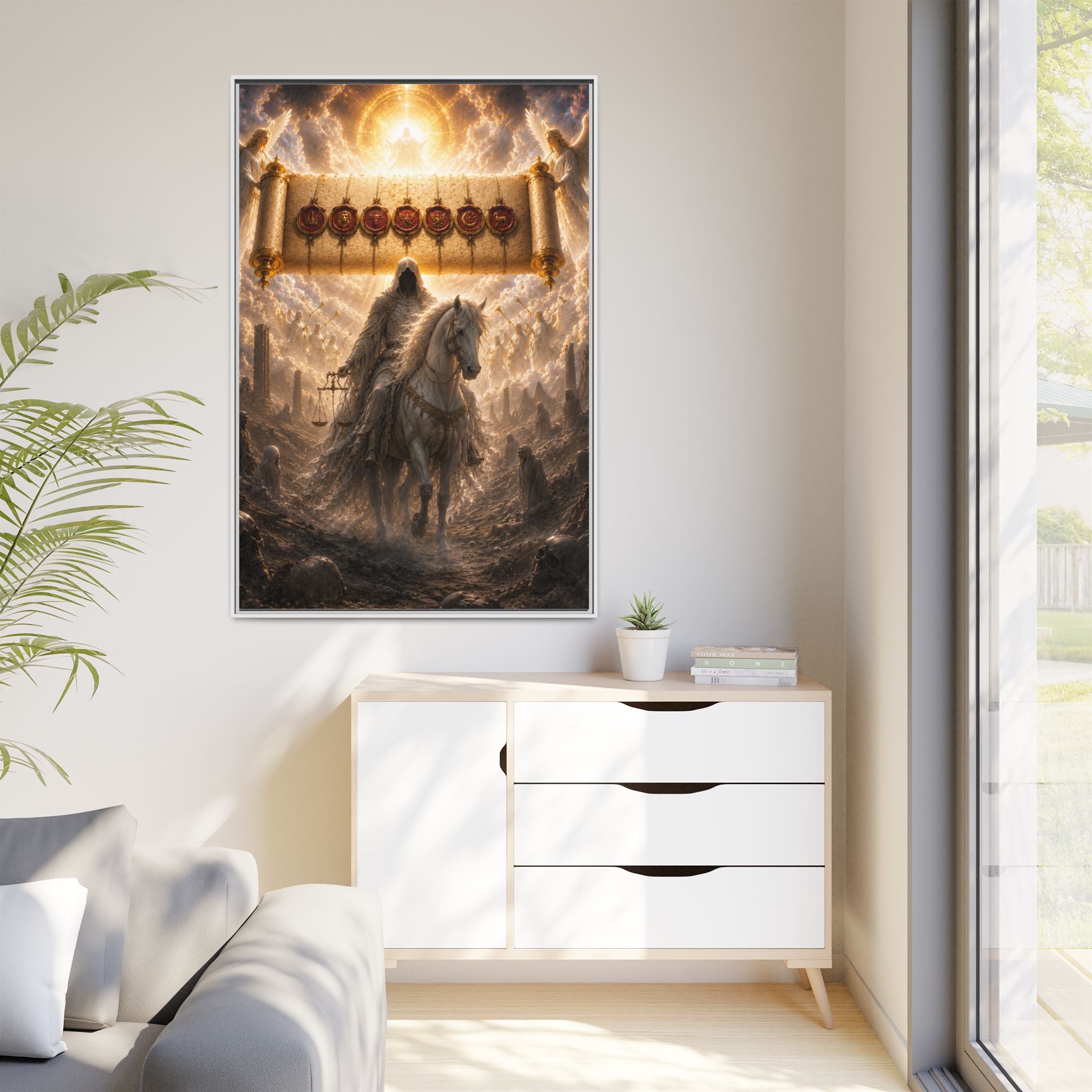 Framed Matte Canvas — Rider of the Pale Horse Biblical Apocalypse Wall Art