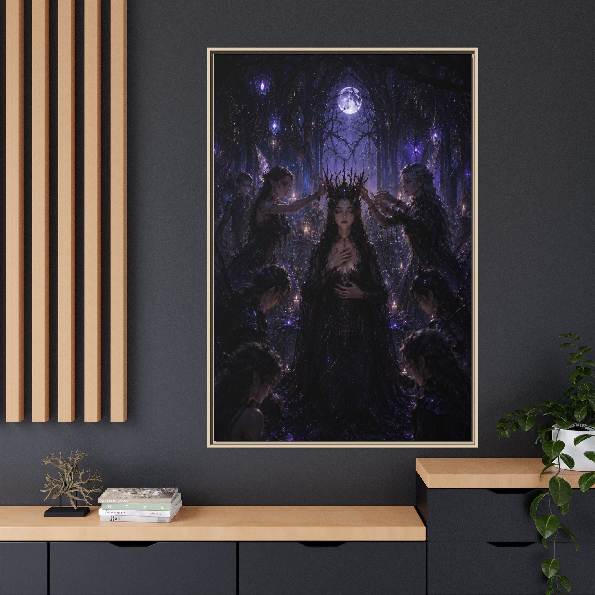 Gothic Moon Queen Framed Canvas Print