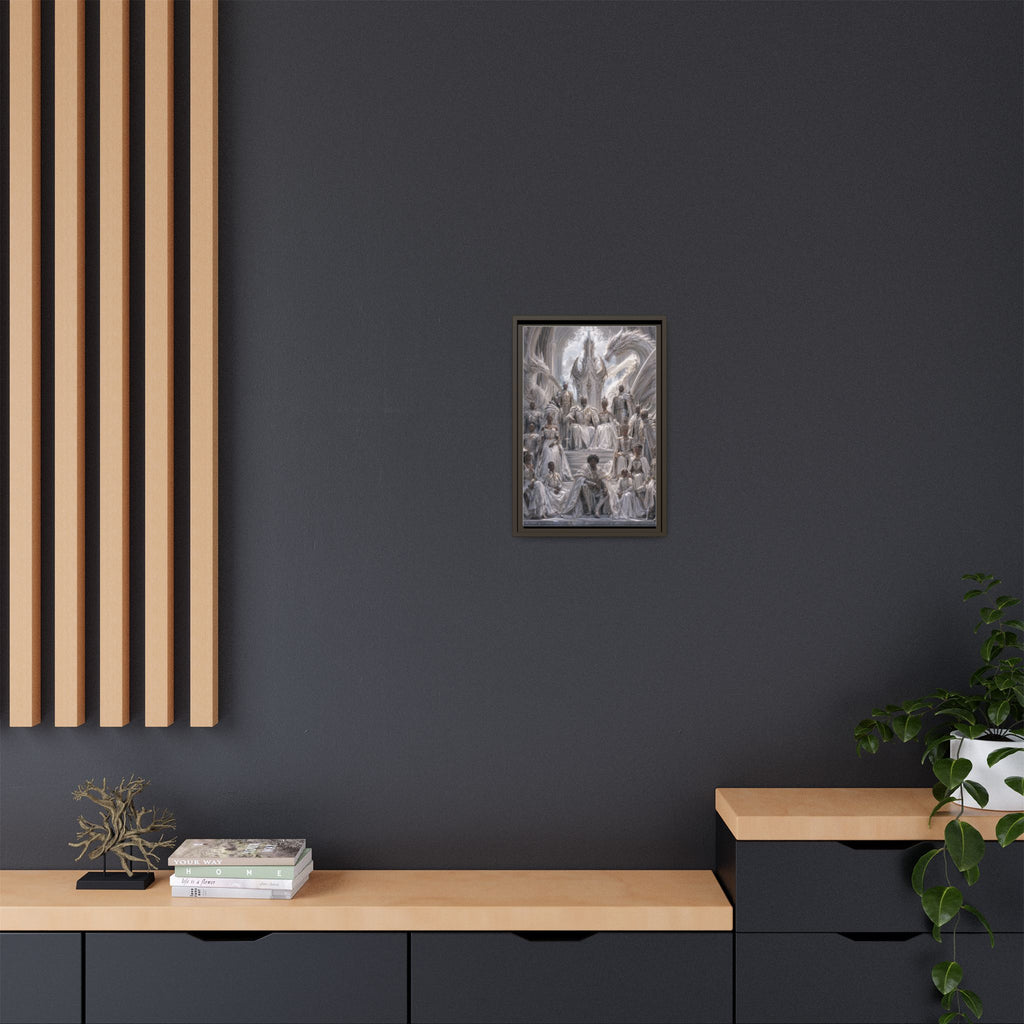 Framed Matte Canvas — Regal Dragon Court Fantasy Art Print