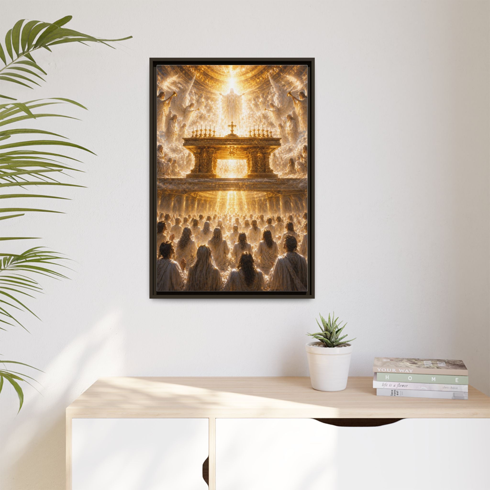 Heavenly Altar Matte Canvas Framed Wall Art — Spiritual Church Scene