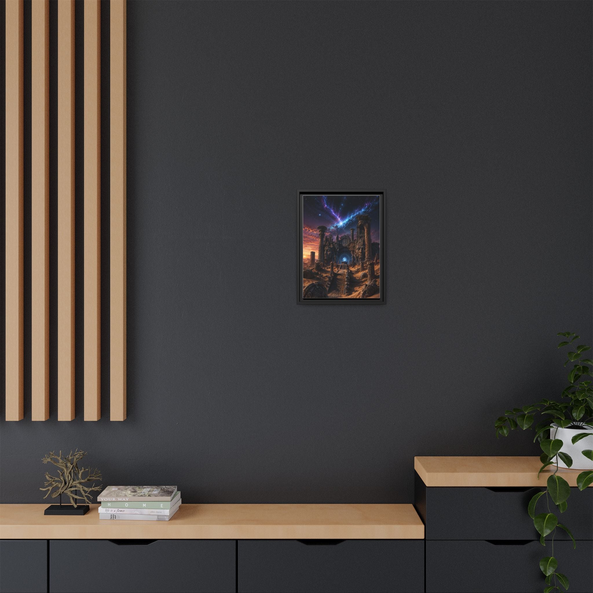 Framed Matte Canvas — Mystical Desert Ruins Nightscape