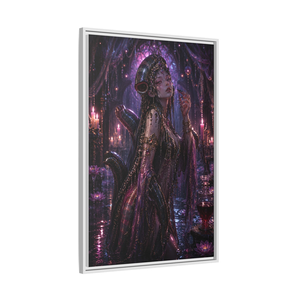 Gothic Fantasy Goddess Matte Canvas Print — Framed Dark Purple Wall Art