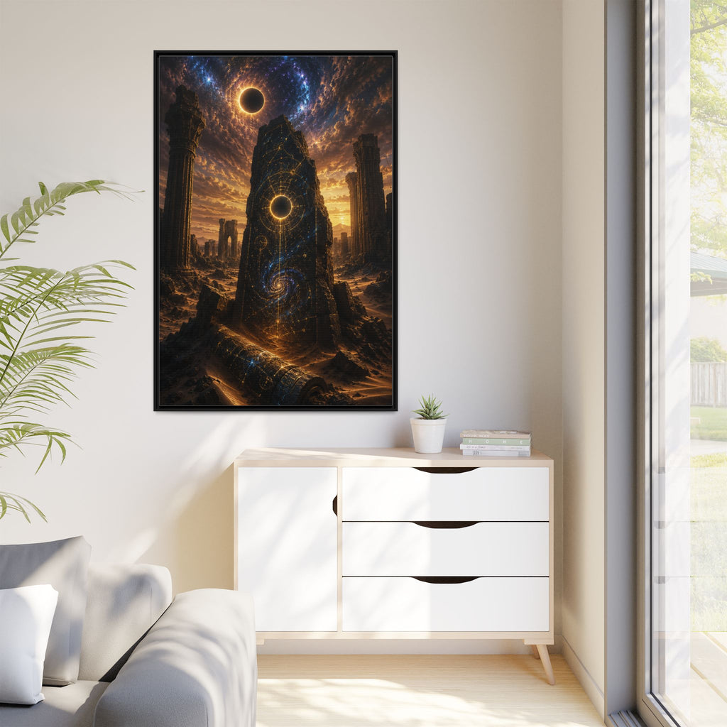 Framed Matte Canvas - Cosmic Obelisk Fantasy Wall Art