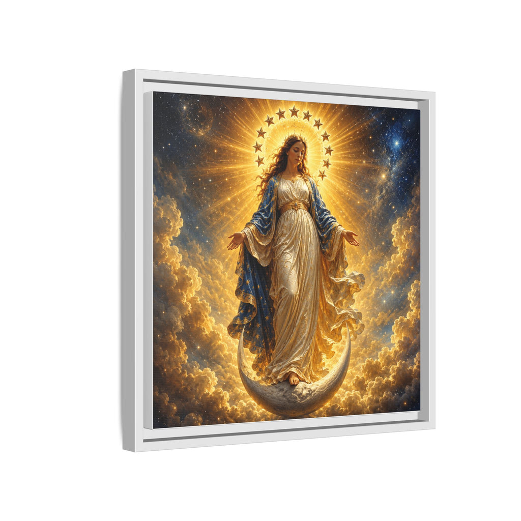 Madonna and Childlike Grace Framed Matte Canvas – Radiant Virgin Mary Wall Art