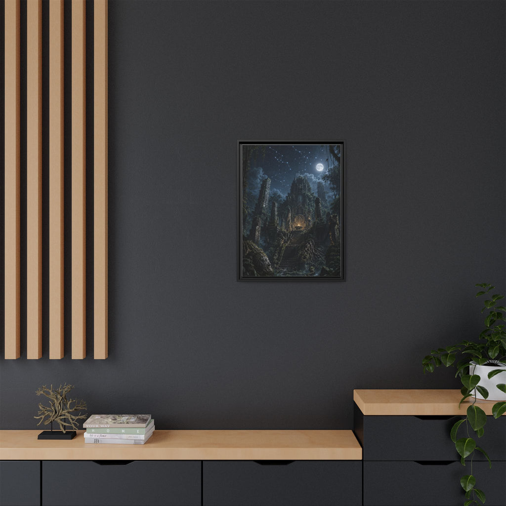 Framed Matte Canvas - Moonlit Ruins Fantasy Wall Art