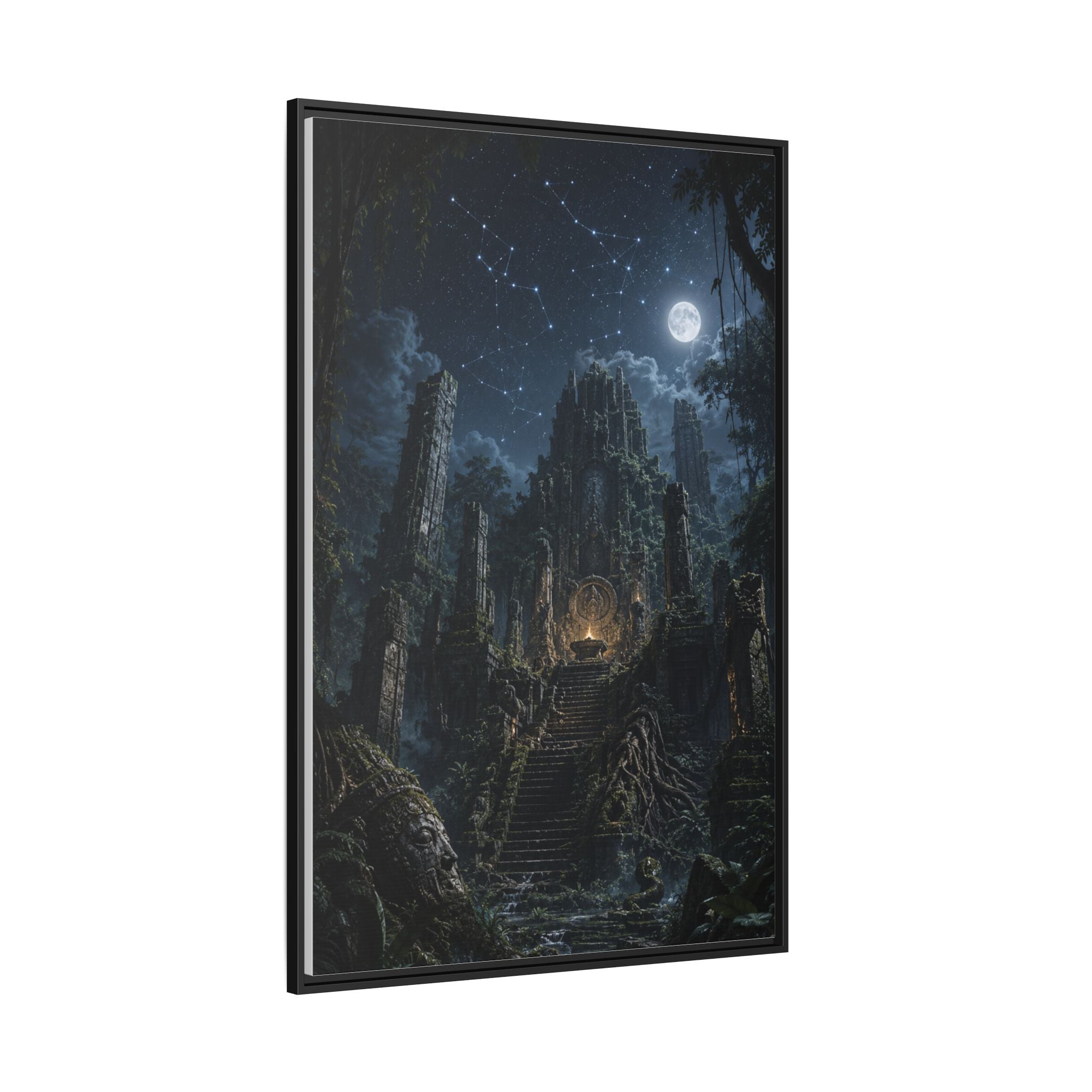 Framed Matte Canvas - Moonlit Ruins Fantasy Wall Art