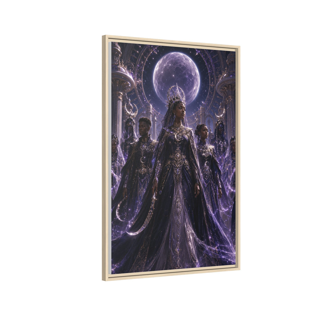 Mystic Moon Queen Framed Matte Canvas Print — Fantasy Royalty Wall Art