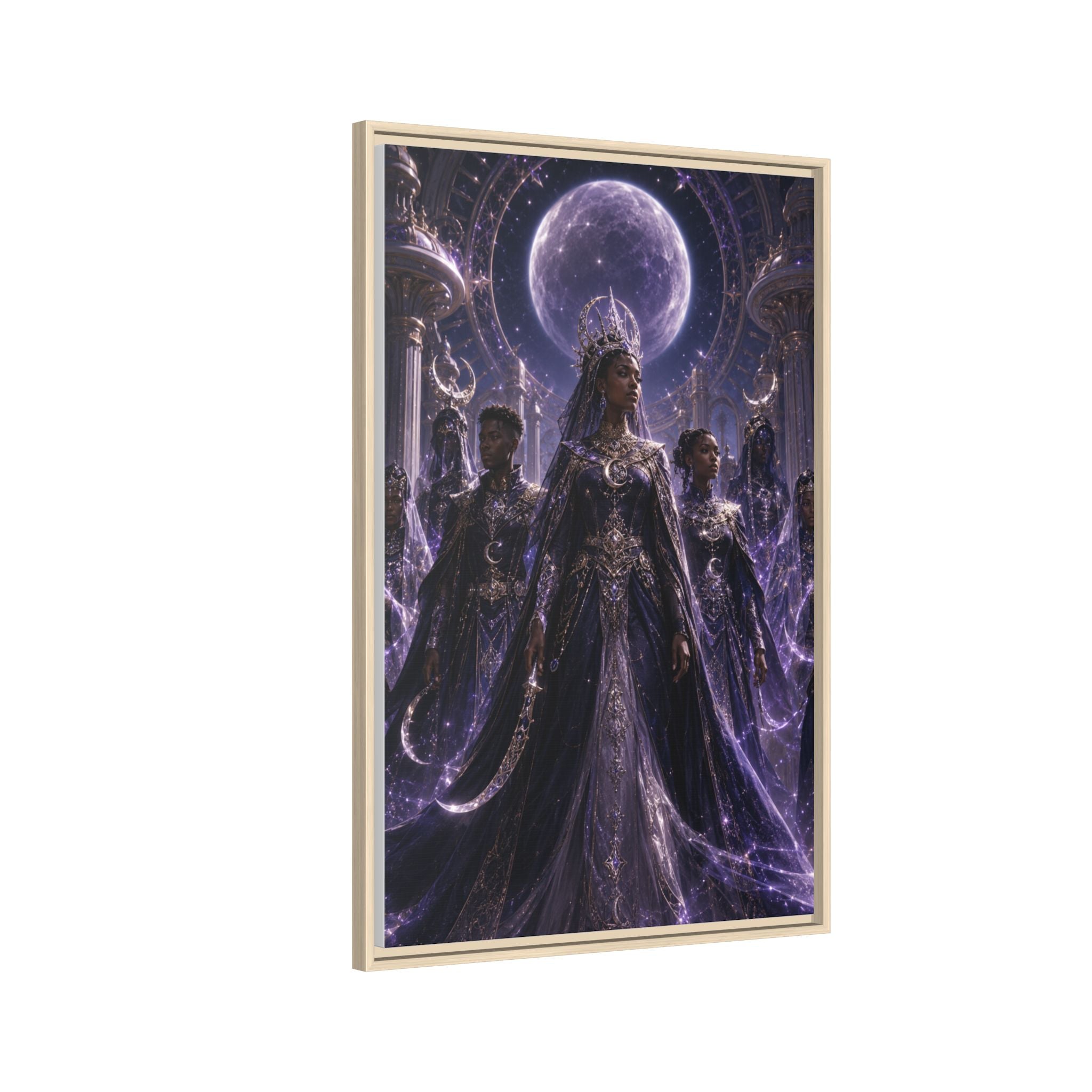 Mystic Moon Queen Framed Matte Canvas Print — Fantasy Royalty Wall Art