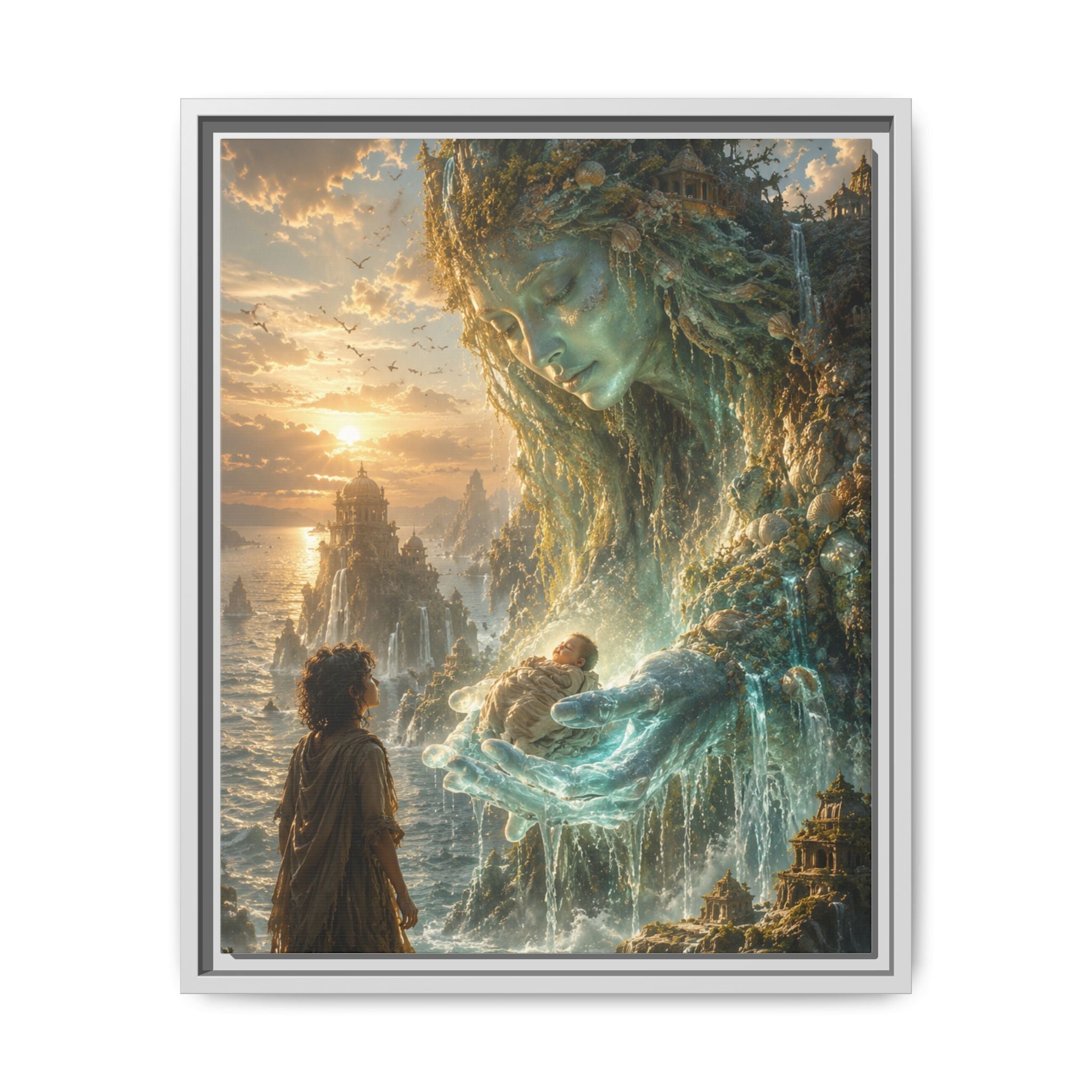 Framed Matte Canvas Print — Ocean Spirit Guardian Fantasy Art