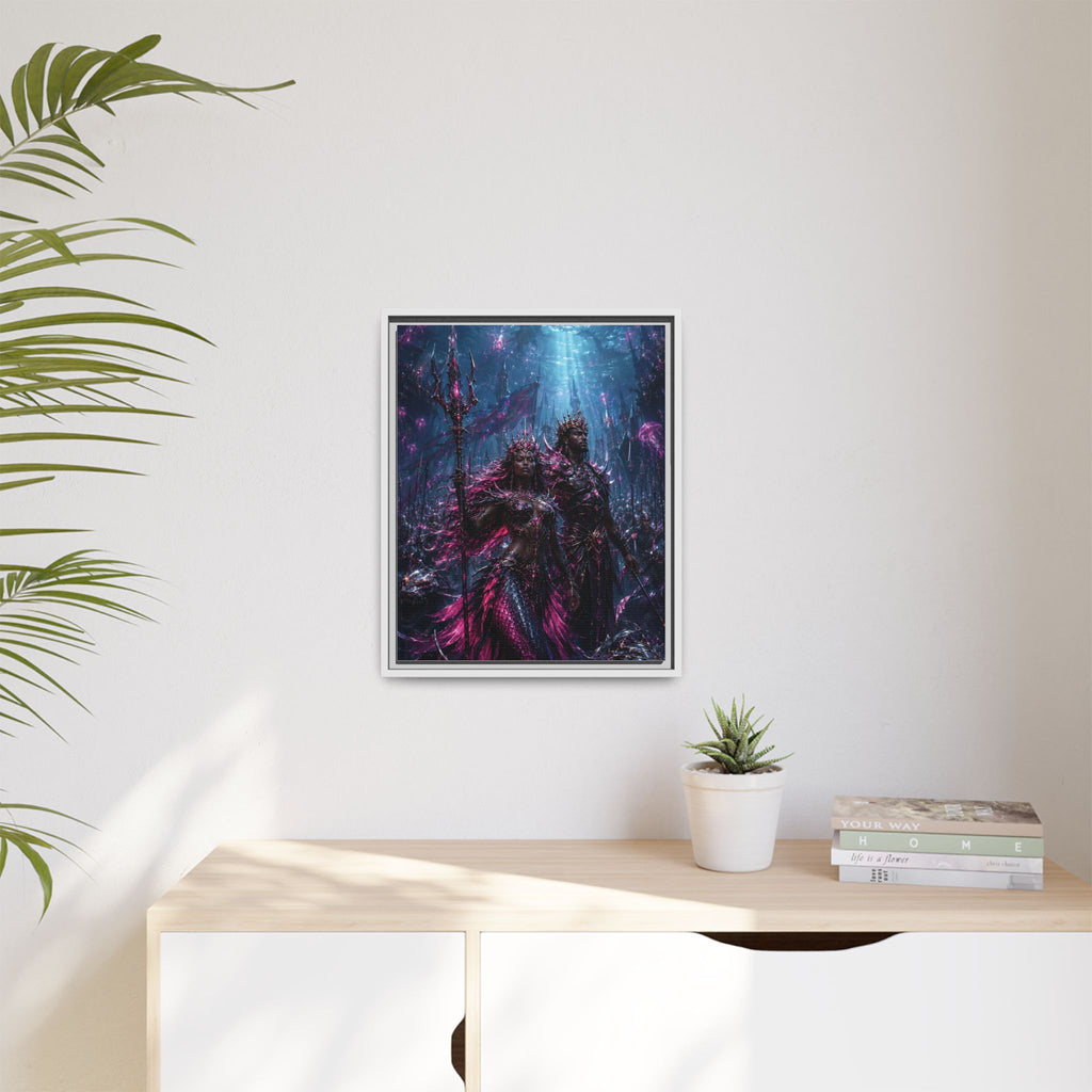 Framed Matte Canvas Print — Mystical Underwater King & Queen Artwork