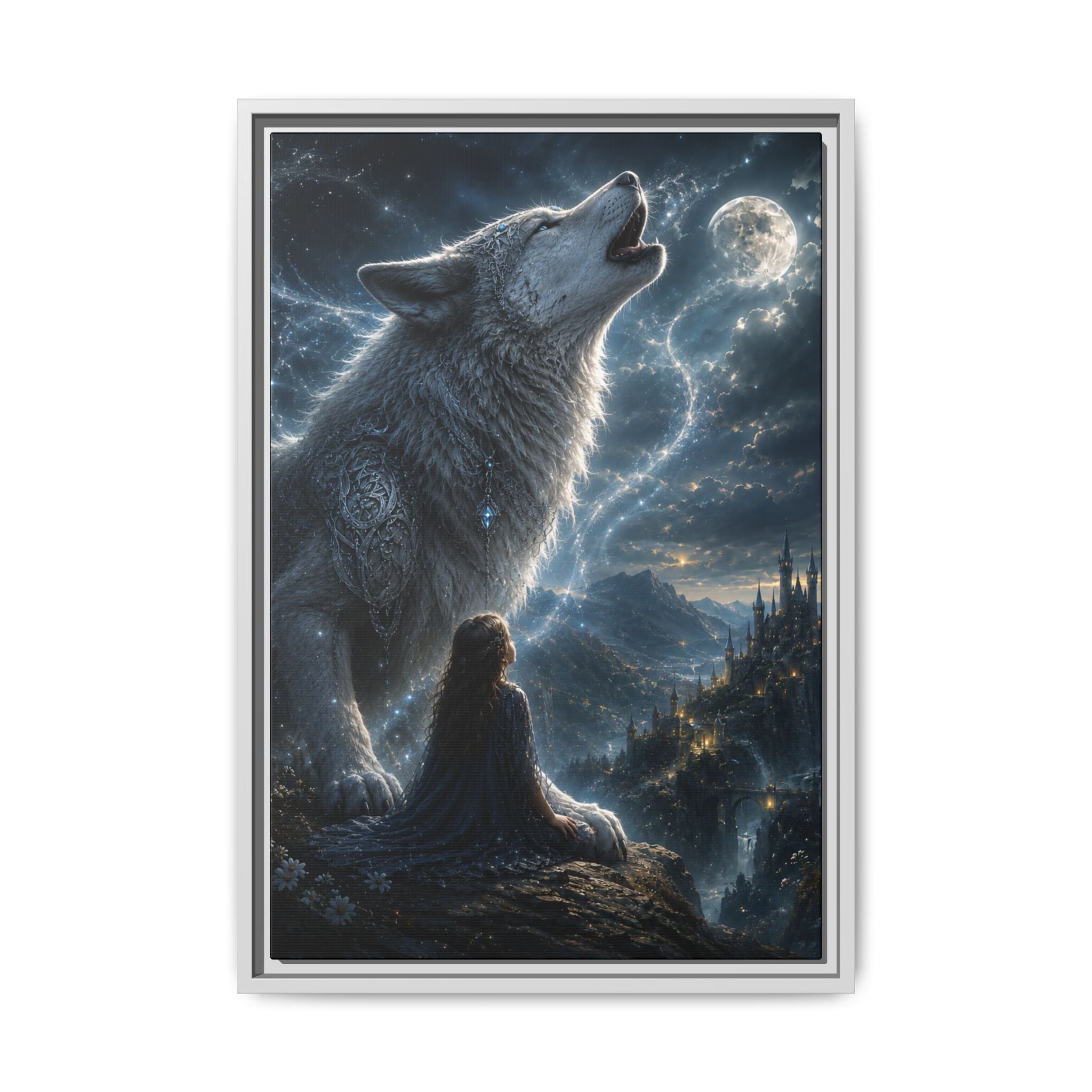 Howling Wolf Moon Fine Art Paper Print — Fantasy Wall Art