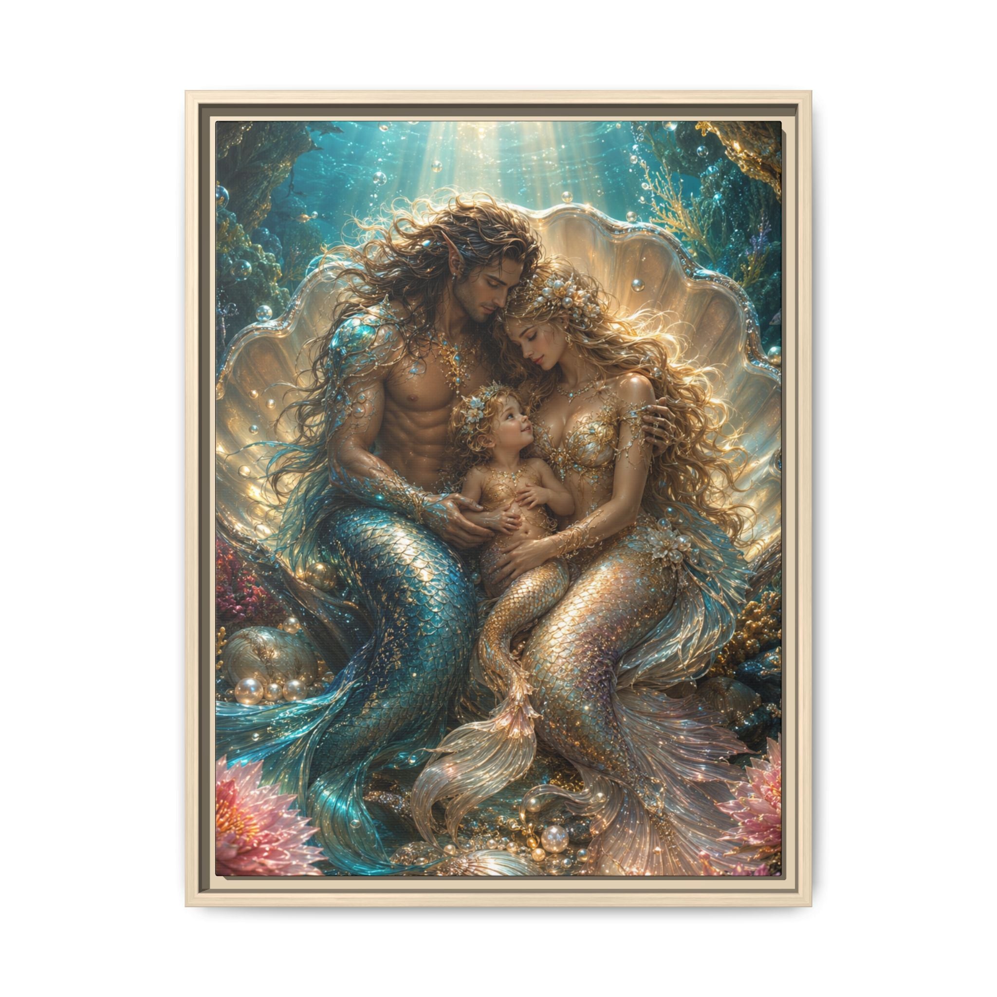 Mermaid Family Art Print — Oceanic Fantasy Fine Art Wall Decor Fine Art Paper Print