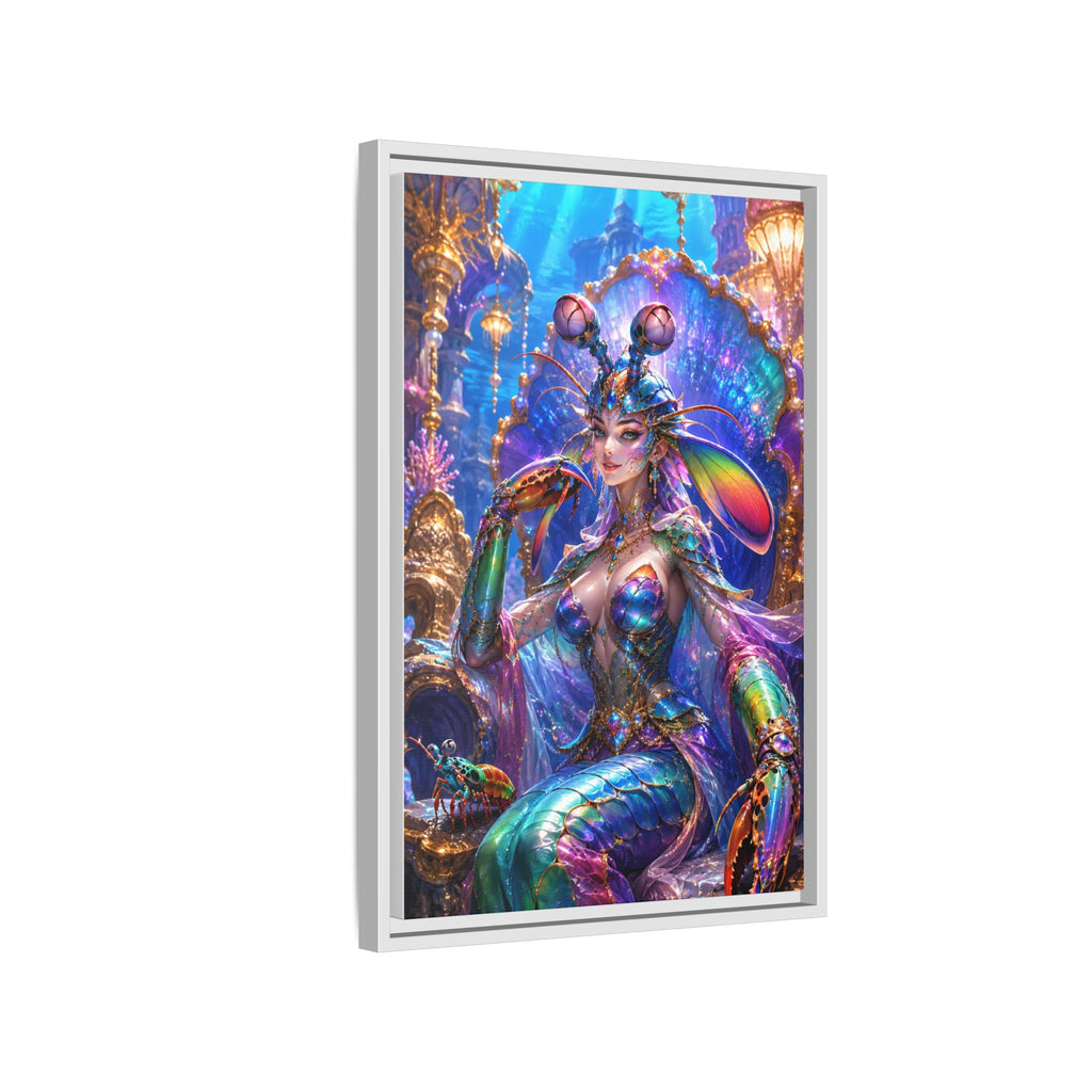 Mermaid Queen Framed Matte Canvas Art — Vibrant Fantasy Underwater Wall Decor