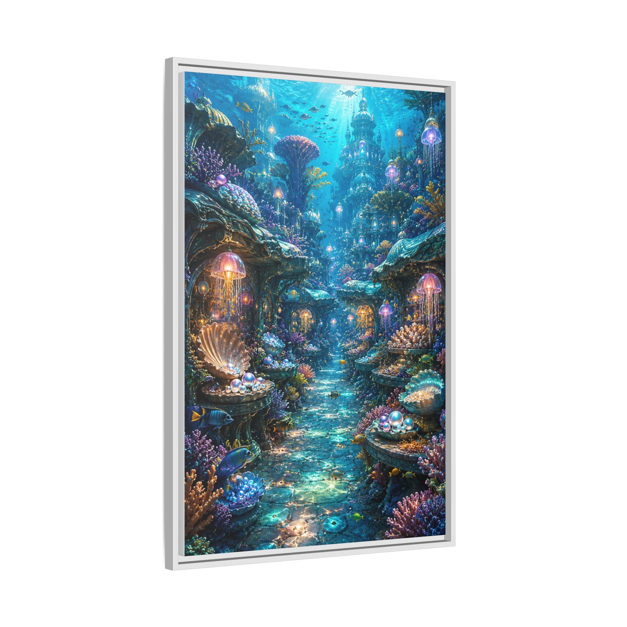 Framed Matte Canvas - Enchanted Underwater Coral Reef Print
