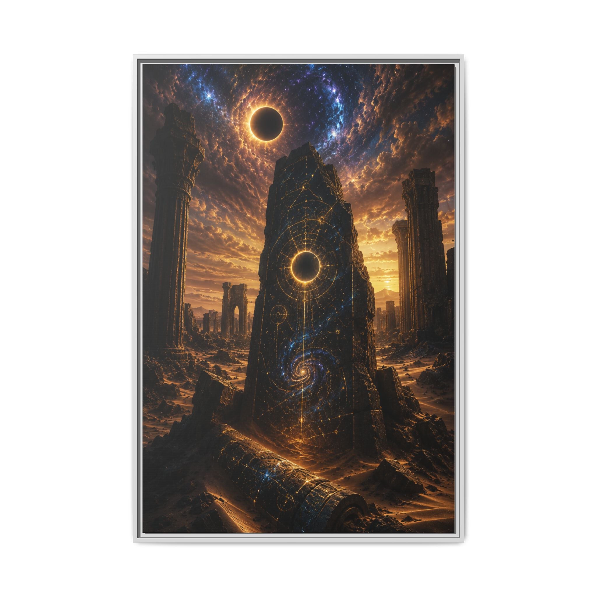 Framed Matte Canvas - Cosmic Obelisk Fantasy Wall Art