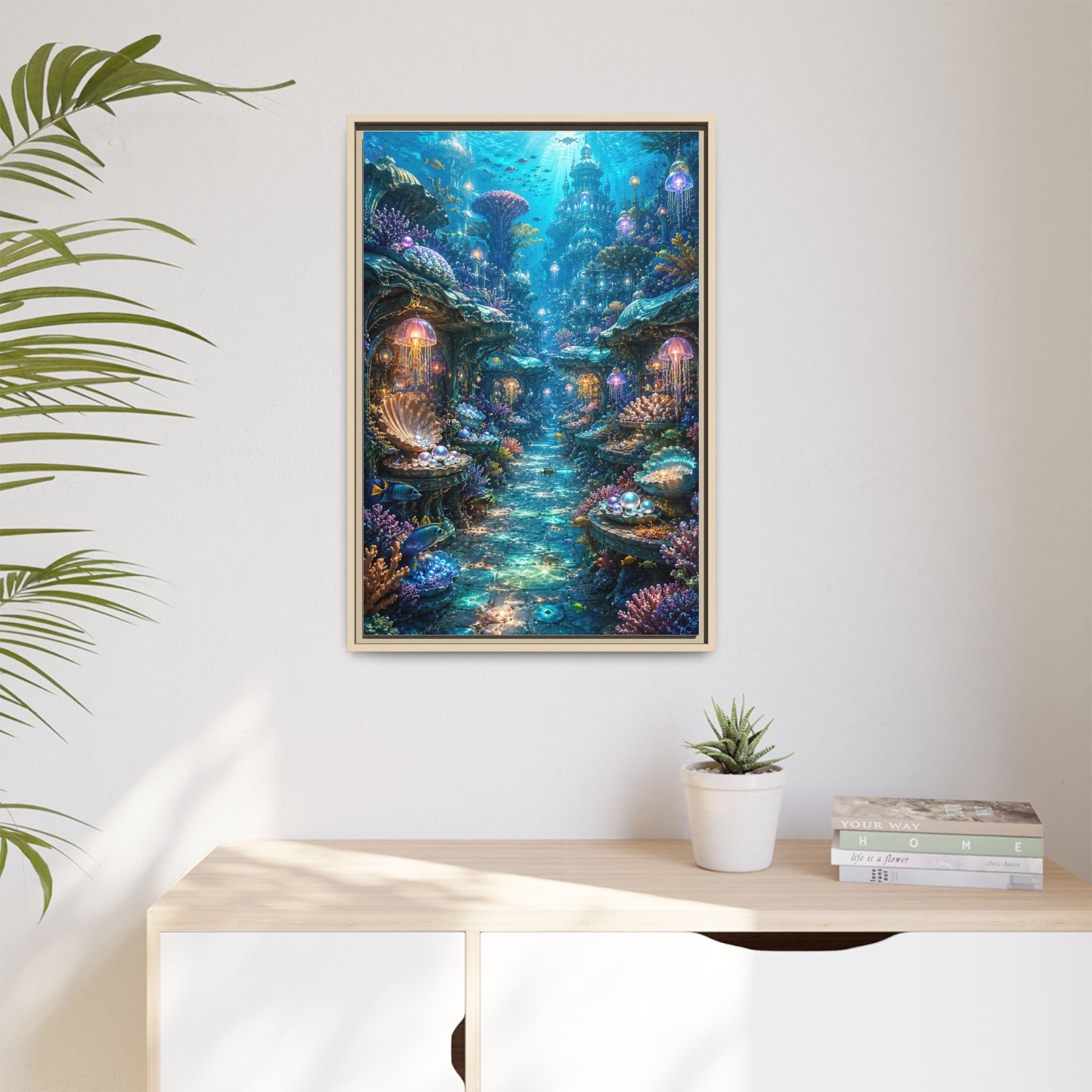 Framed Matte Canvas - Enchanted Underwater Coral Reef Print
