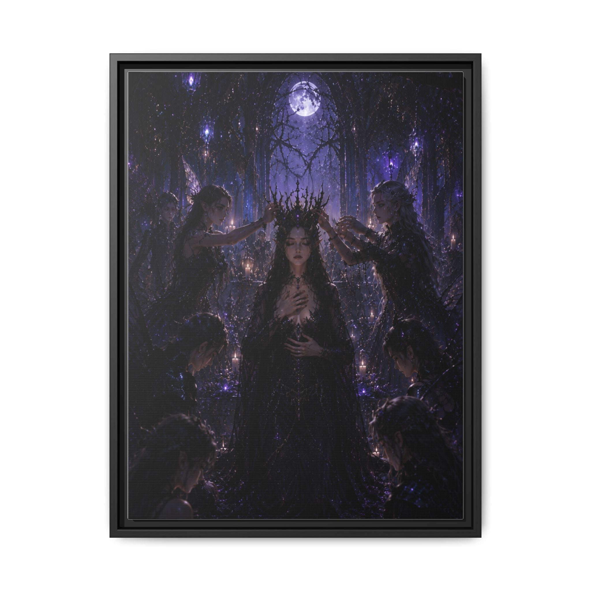 Gothic Moon Queen Framed Canvas Print
