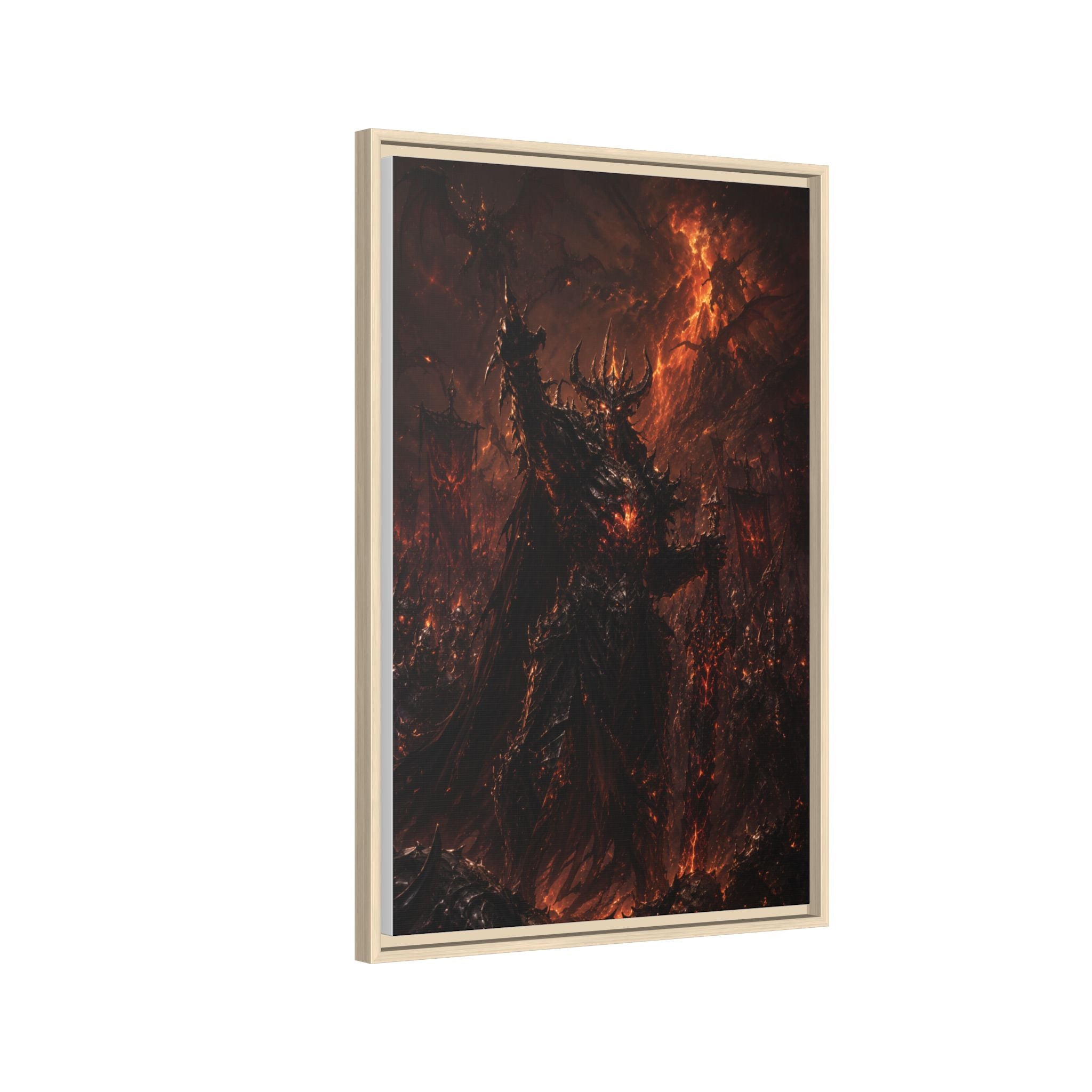 Framed Matte Canvas: Infernal Dark Lord Fantasy Wall Art