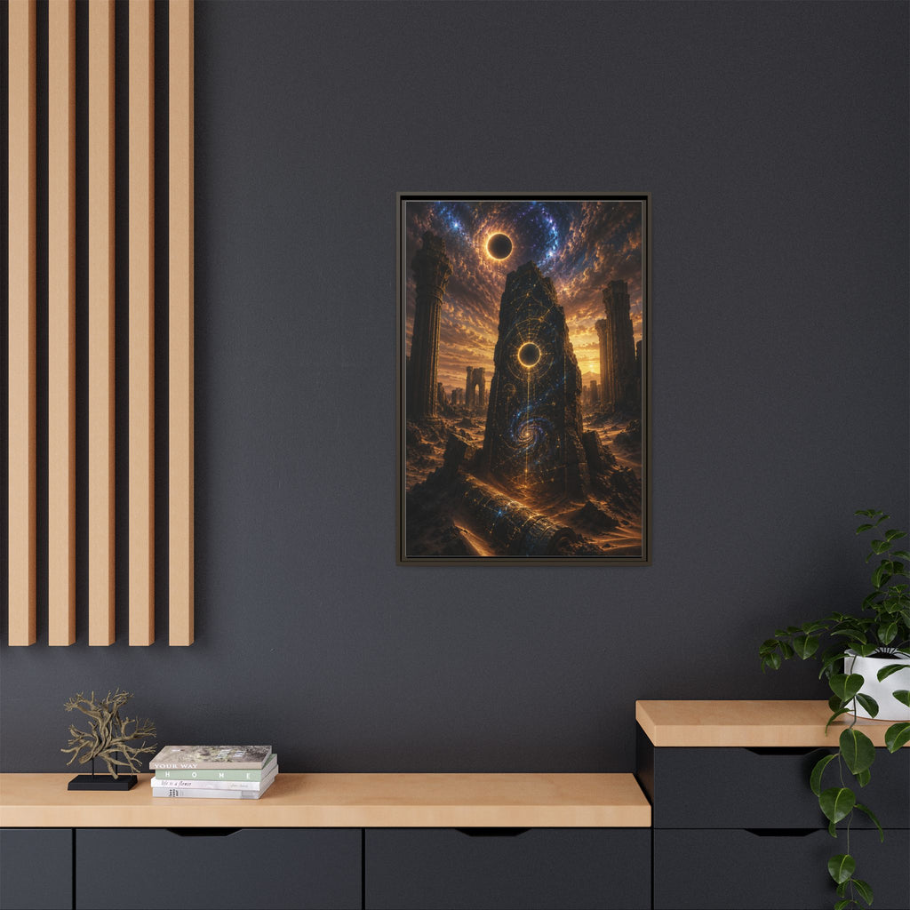 Framed Matte Canvas - Cosmic Obelisk Fantasy Wall Art