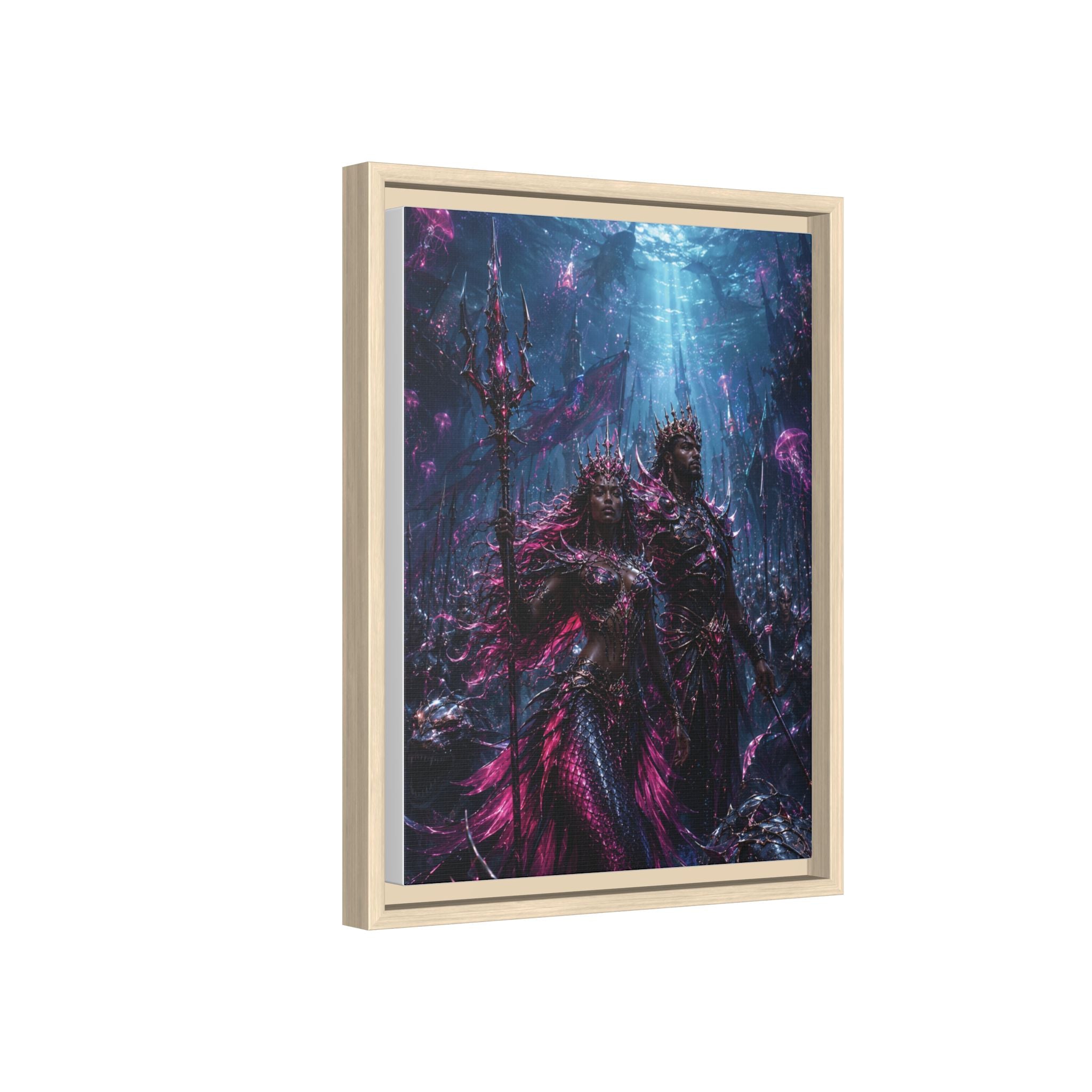 Framed Matte Canvas Print — Mystical Underwater King & Queen Artwork