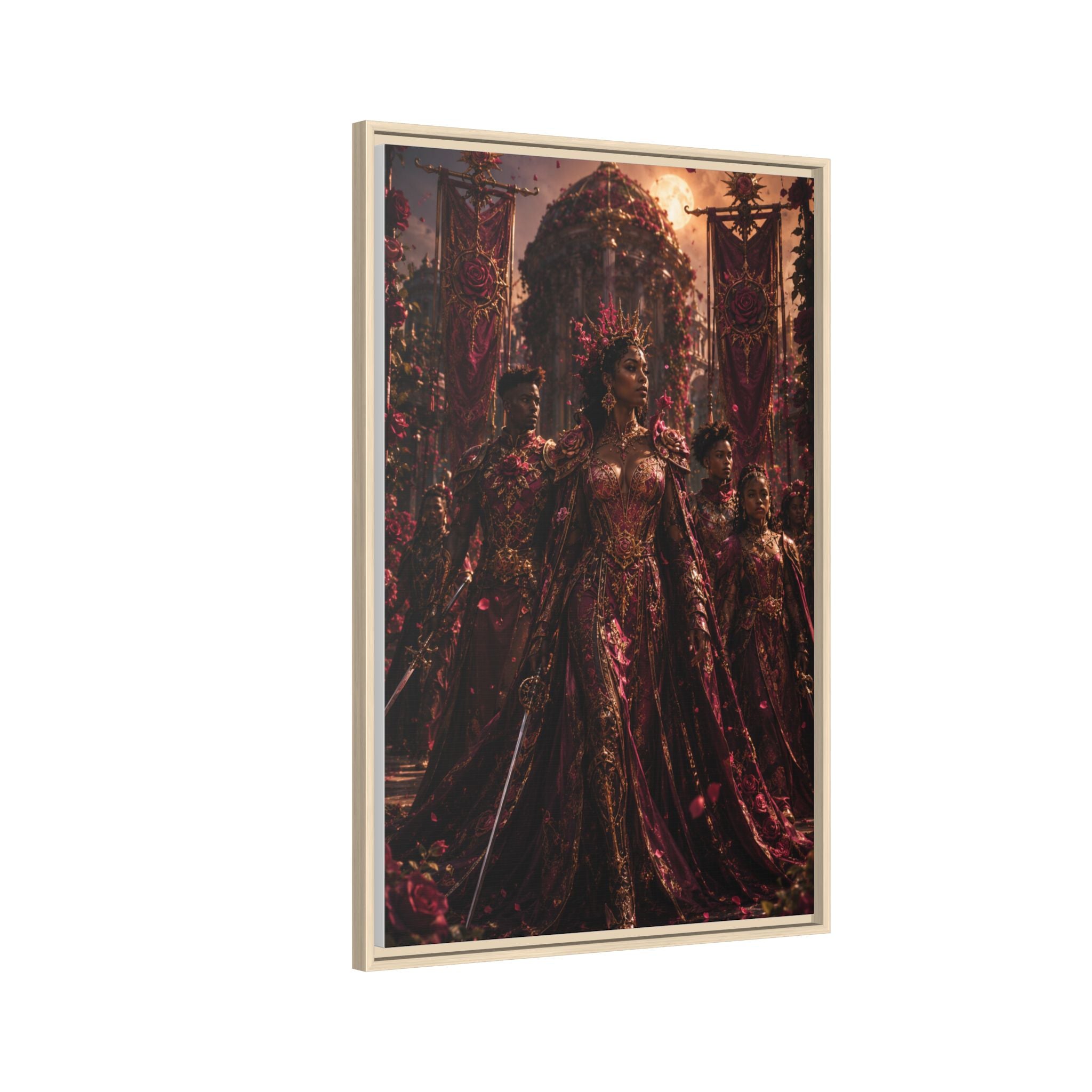 Framed Matte Canvas Art — Regal Fantasy Queen Portrait